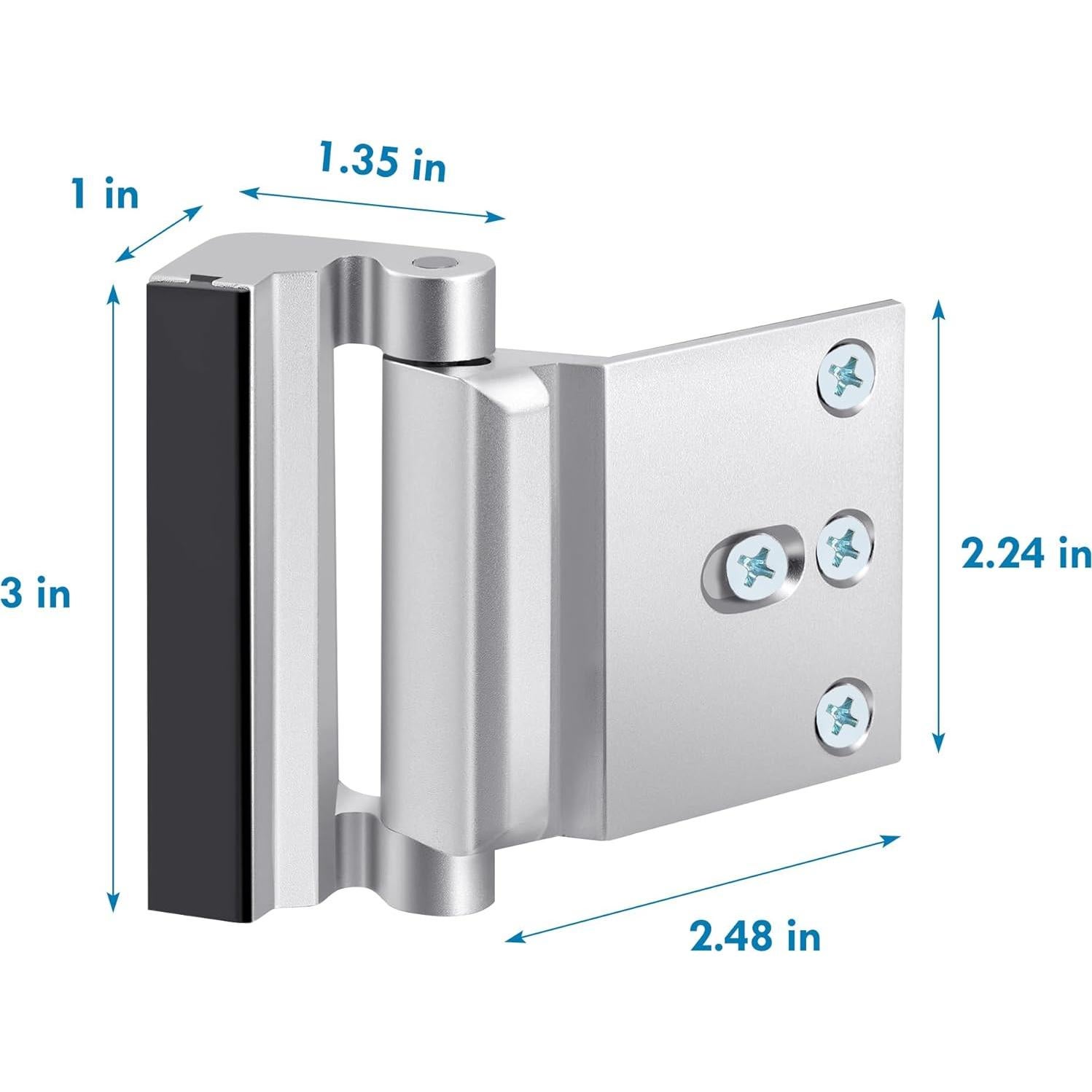 Cerradura de Refuerzo de Seguridad para Puerta Principal - Aluminio Plata