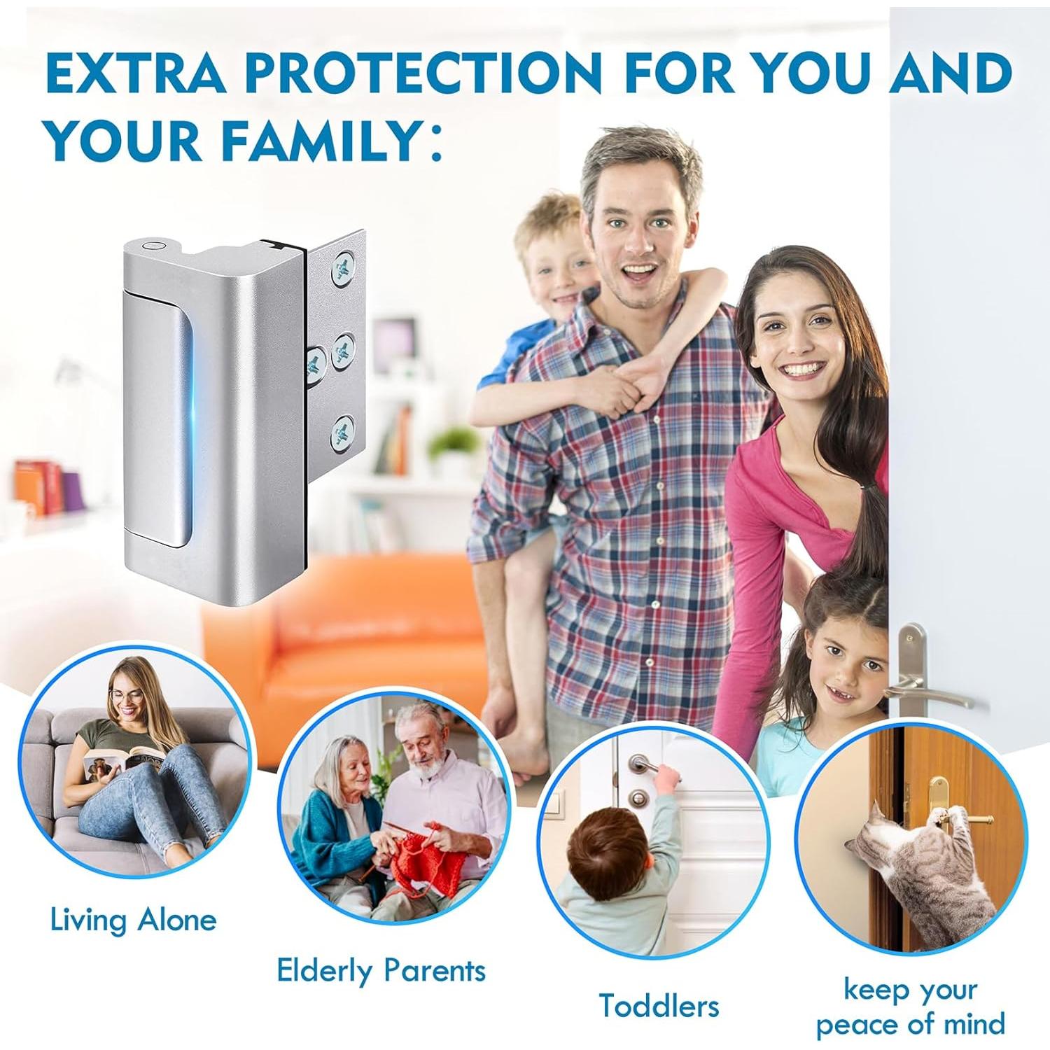 Cerradura de Refuerzo de Seguridad para Puerta Principal - Aluminio Plata