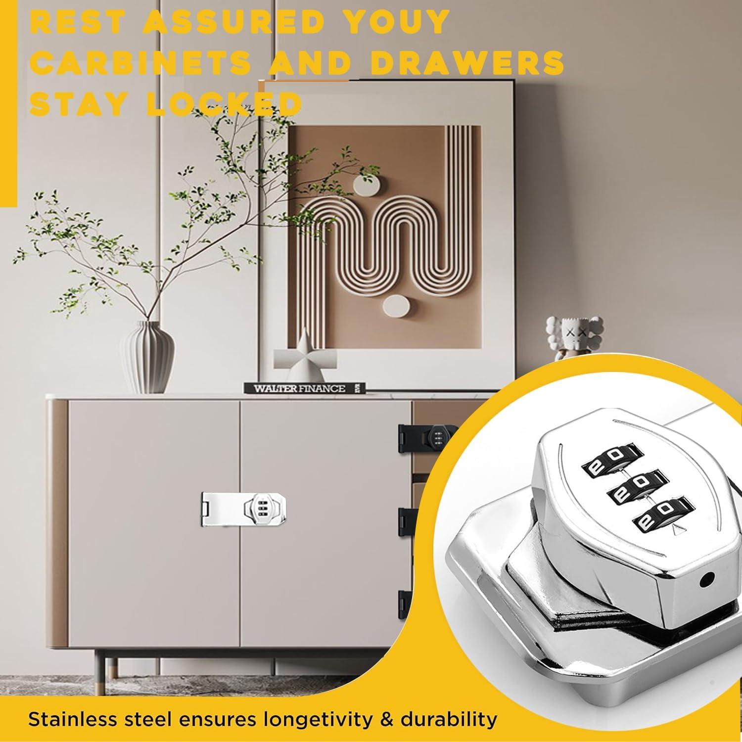 Cerradura de Combinación Sin Llave VIDYSUFYR 4" Plateada 2 Pzas