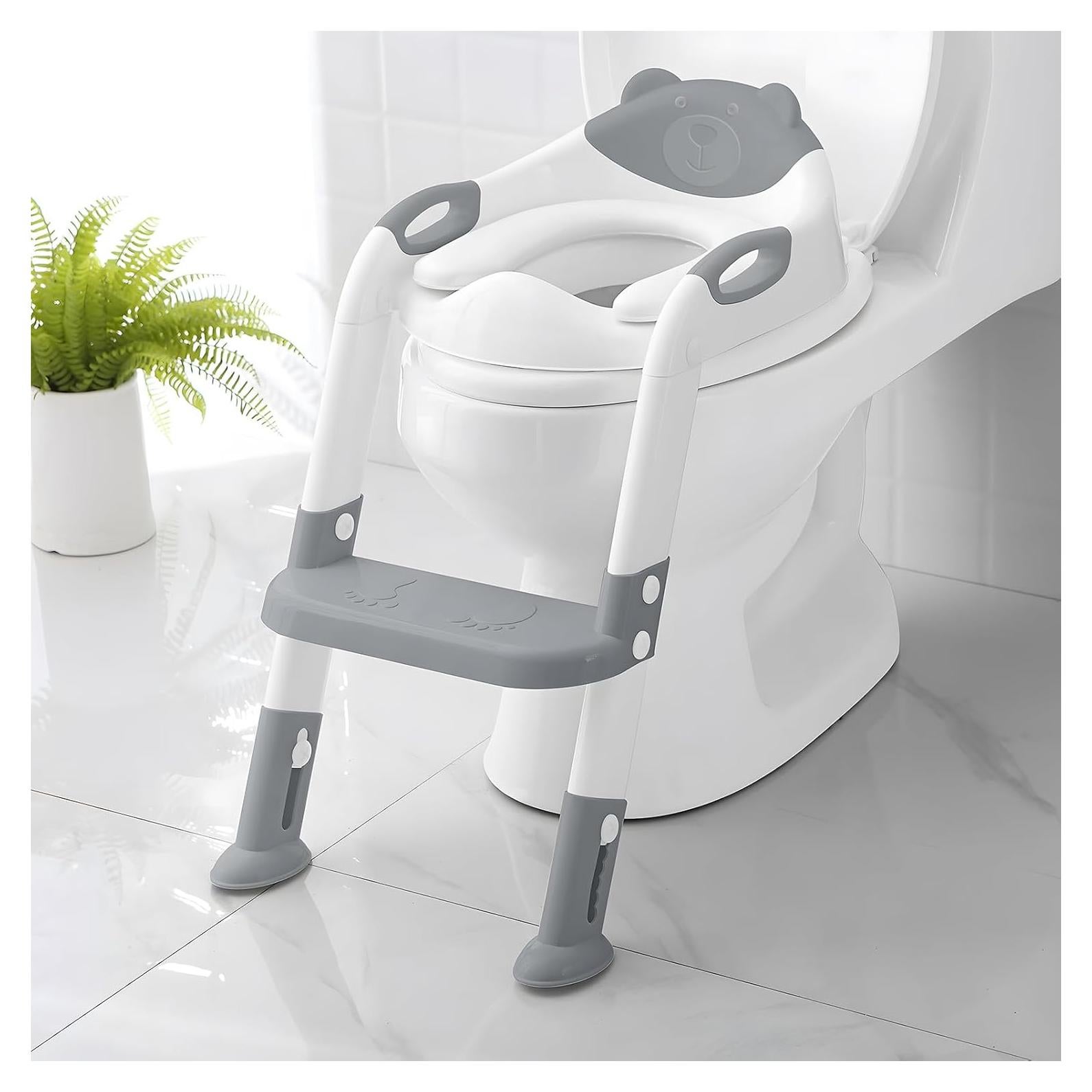 Asiento de Entrenamiento para Baño SKYROKU Gris con Escalera
