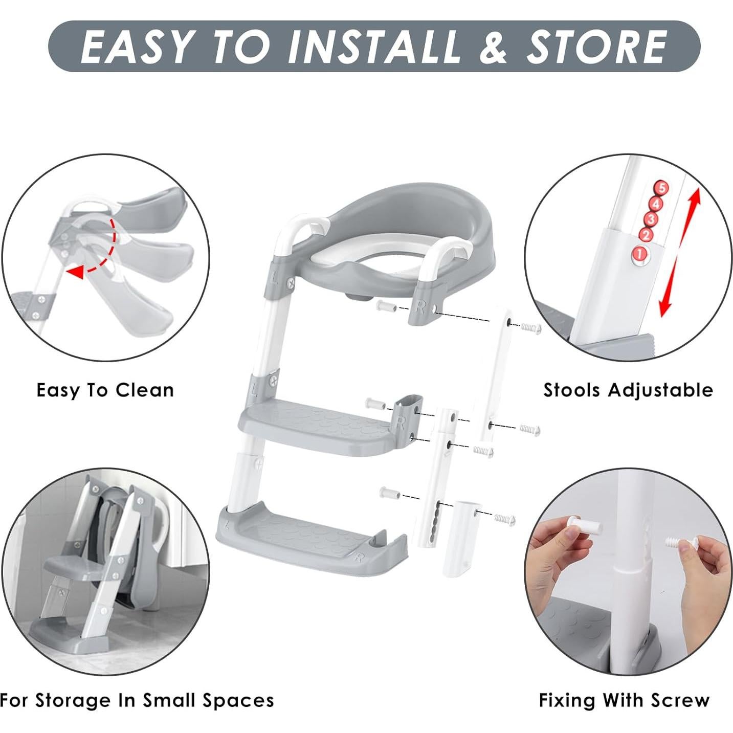 Asiento de Entrenamiento para Baño YT-808 Gris Ajustable