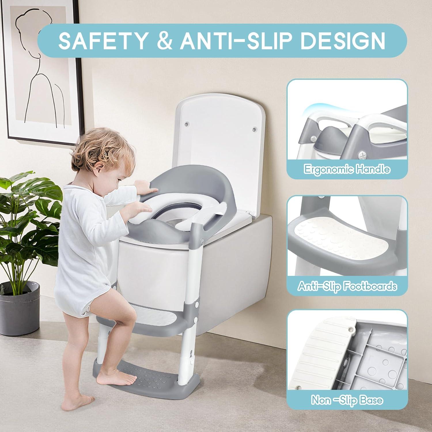 Asiento de Entrenamiento para Baño COOSEYA Gris Plegable