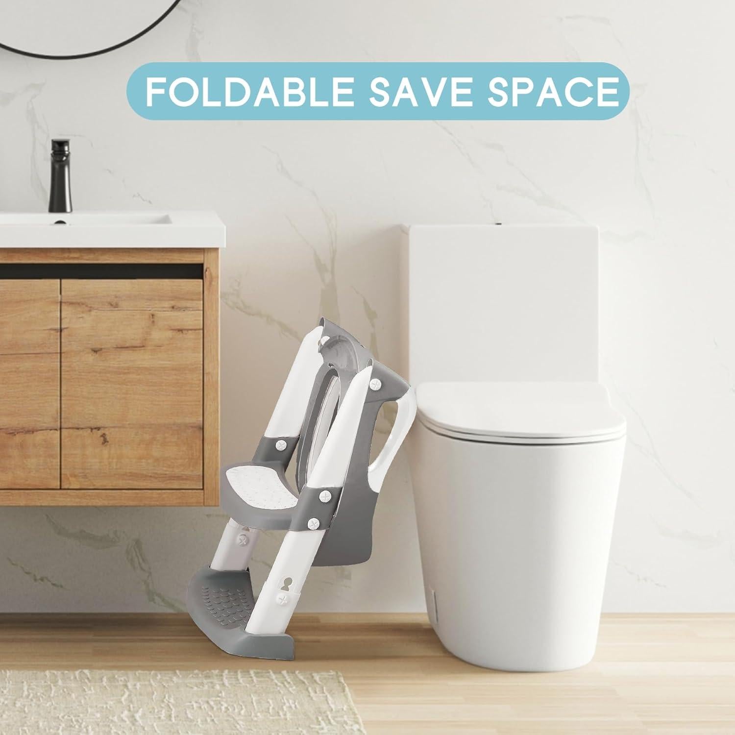 Asiento de Entrenamiento para Baño COOSEYA Gris Plegable