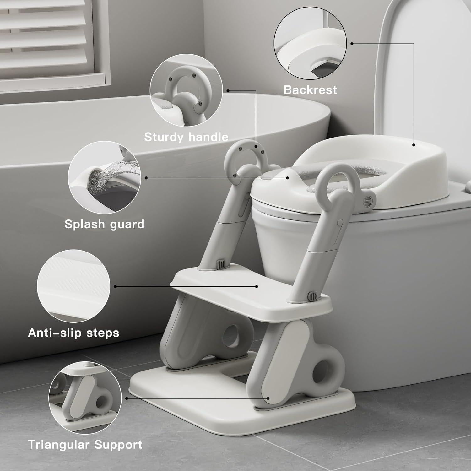 Asiento de Entrenamiento para el Baño YOUOCOMU 2 en 1 Gris