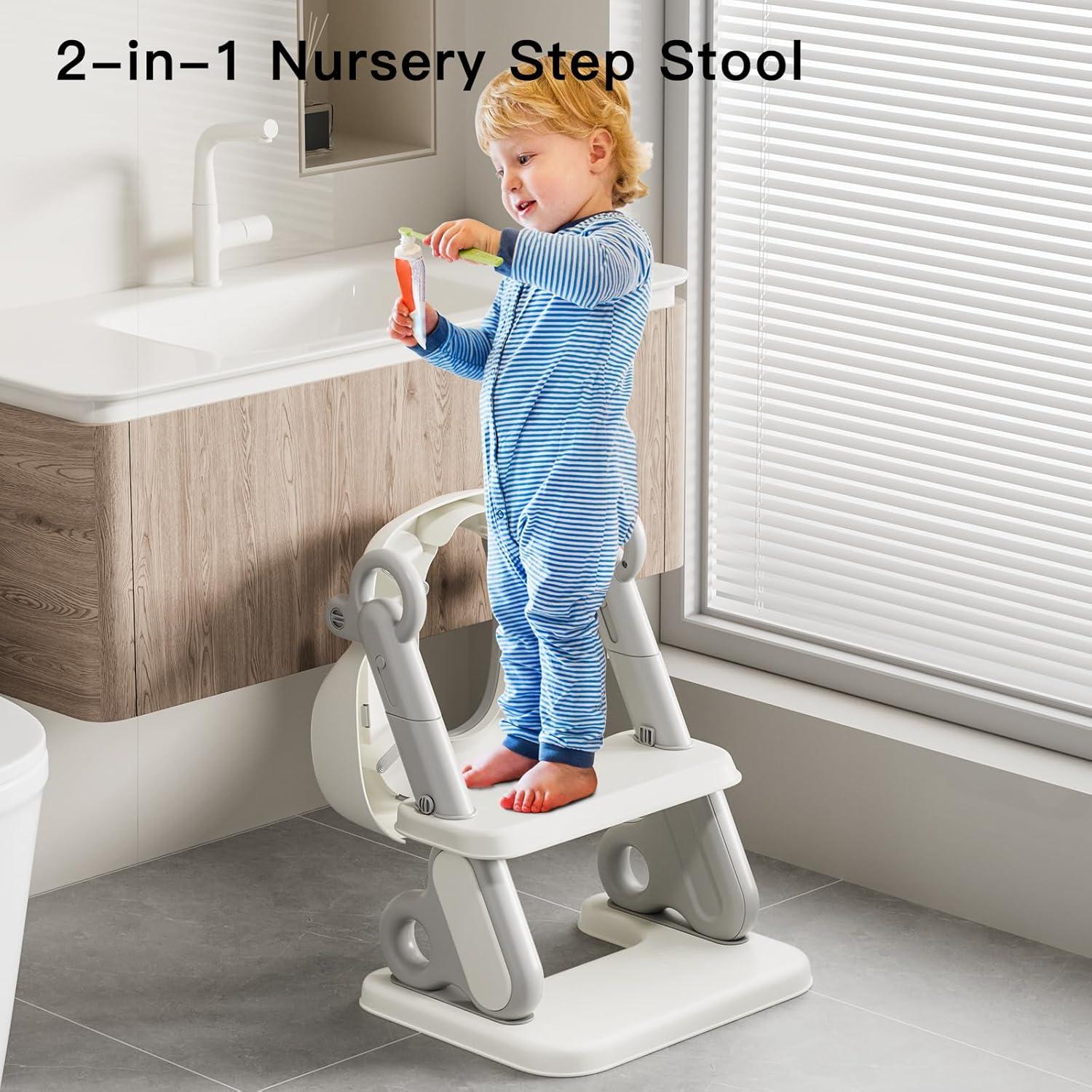 Asiento de Entrenamiento para el Baño YOUOCOMU 2 en 1 Gris