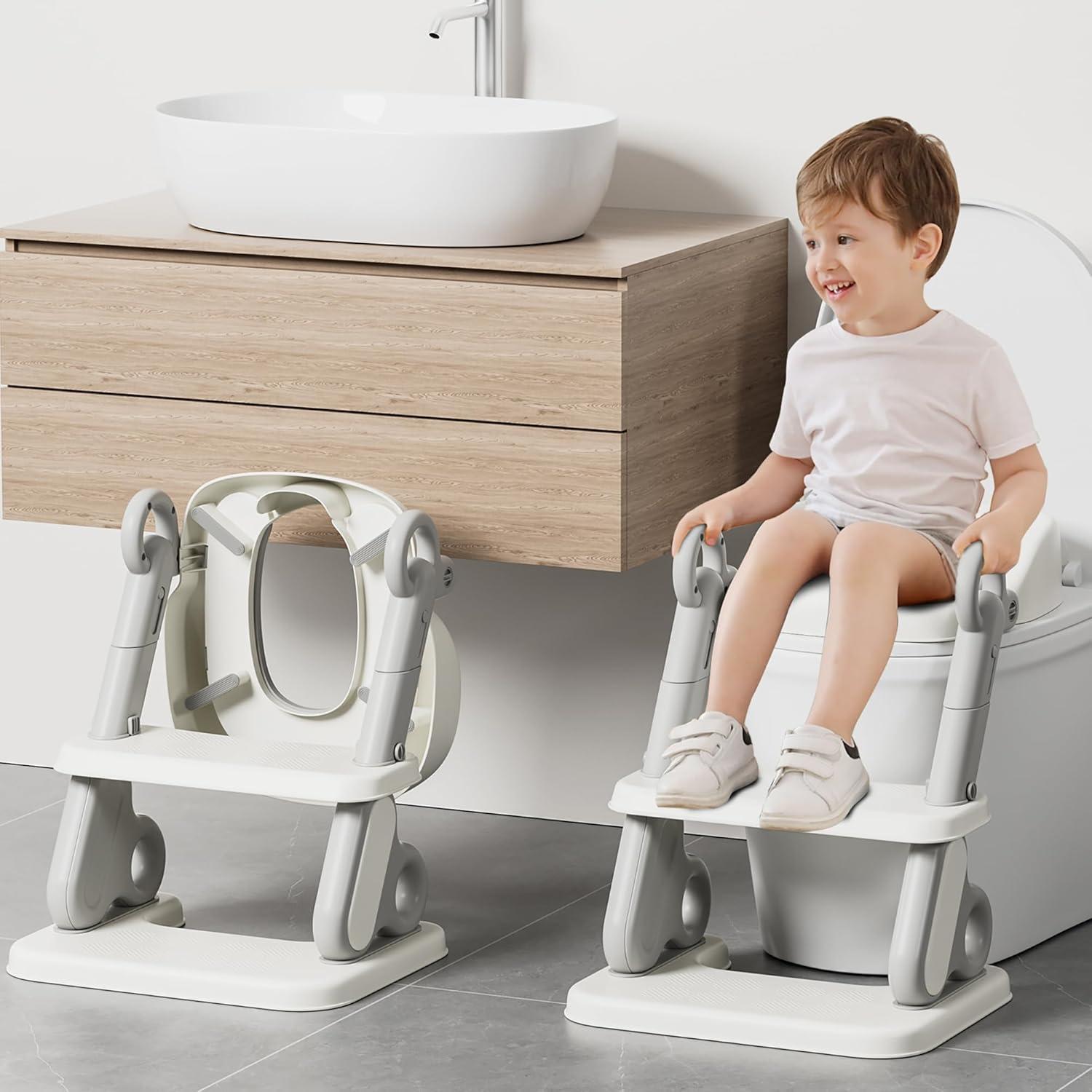 Asiento de Entrenamiento para el Baño YOUOCOMU 2 en 1 Gris