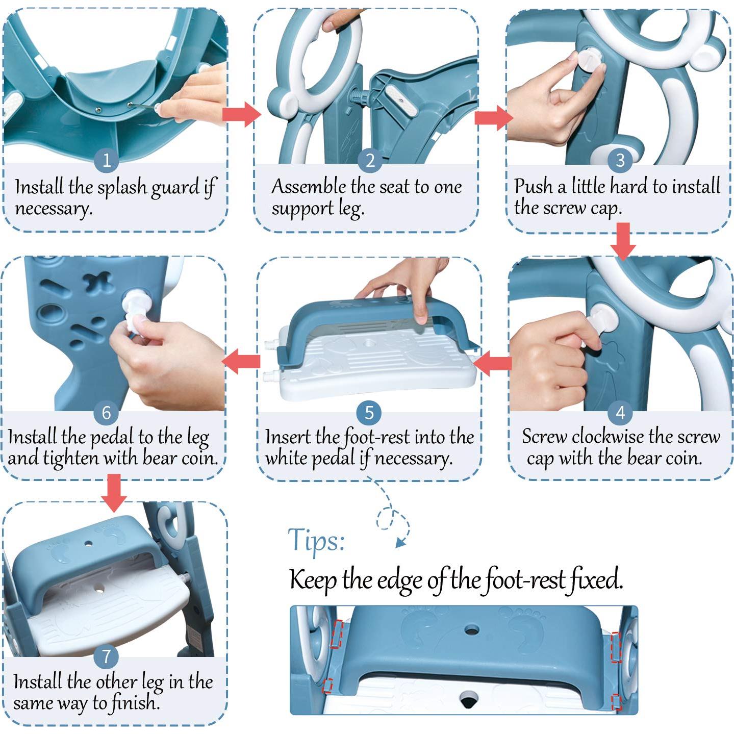 Asiento de Inodoro para Niños GrowthPic Azul con Escalera