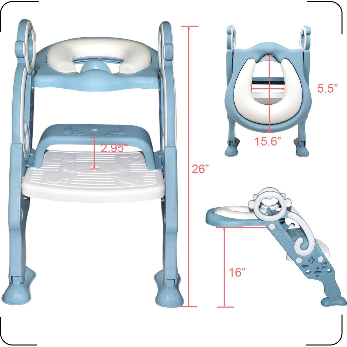 Asiento de Inodoro para Niños GrowthPic Azul con Escalera
