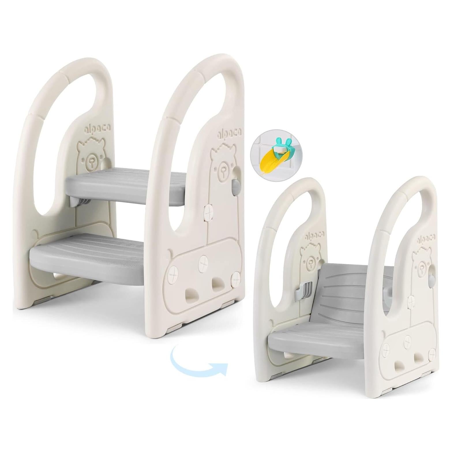 Escalón Ajustable Onasti 2 Pasos para Niños Gris