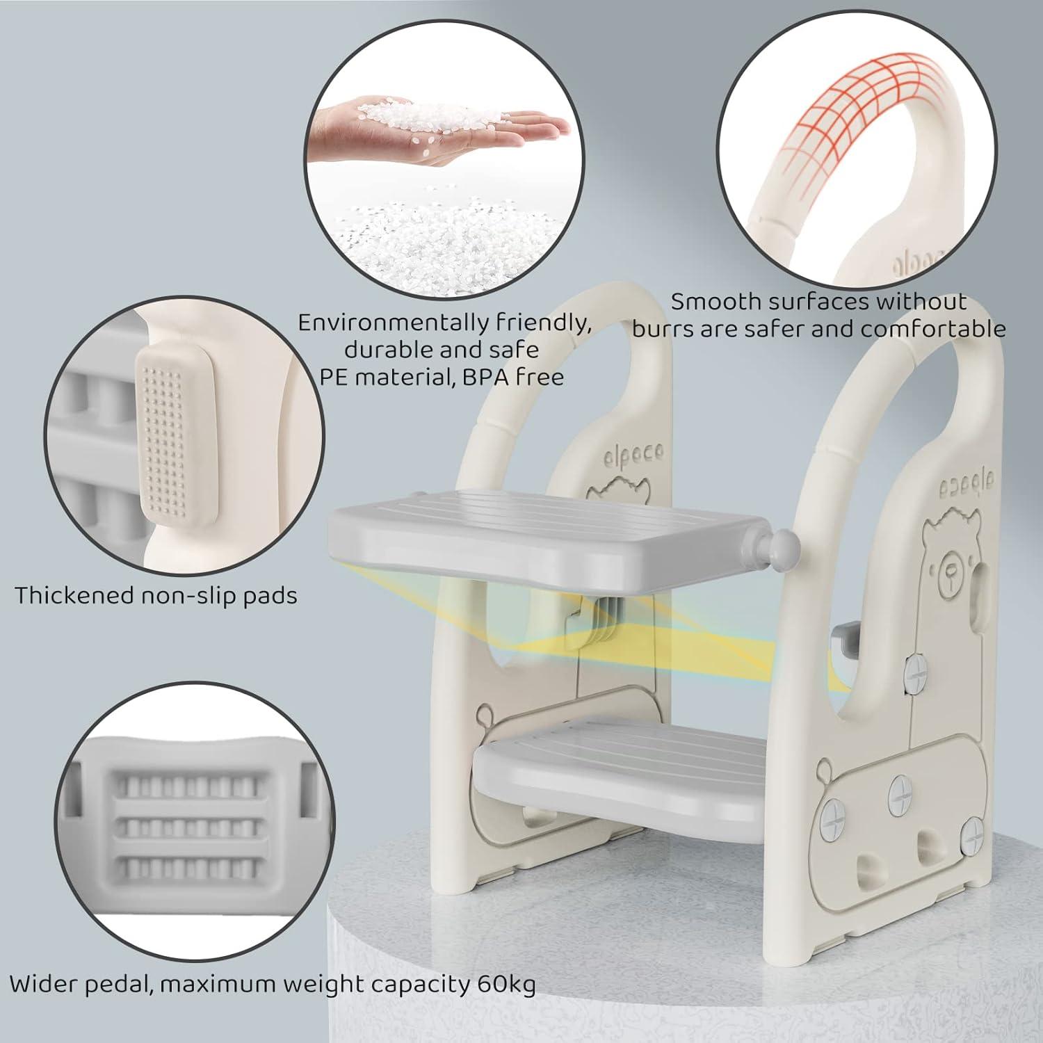 Escalón Ajustable Onasti 2 Pasos para Niños Gris