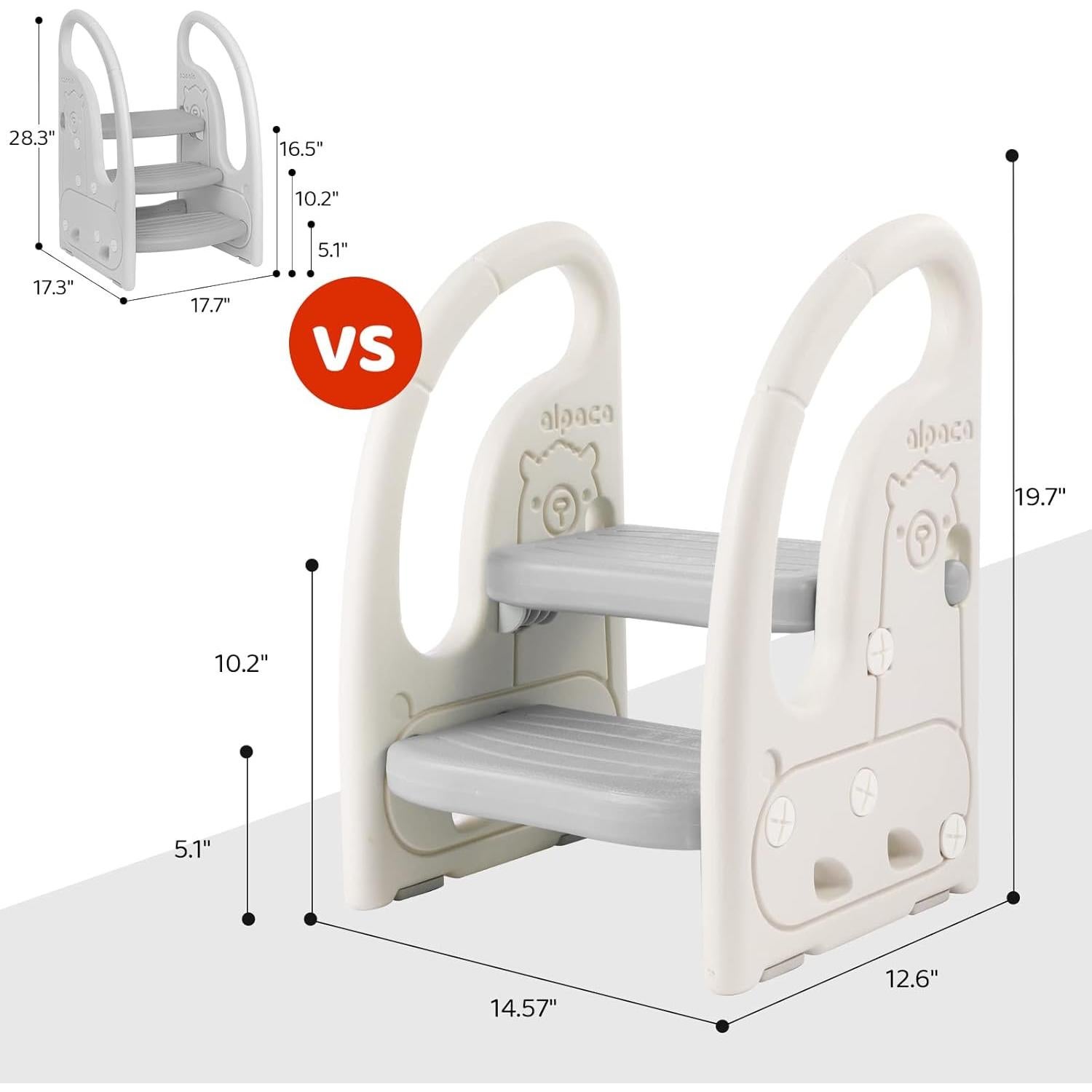 Escalón Ajustable Onasti 2 Pasos para Niños Gris