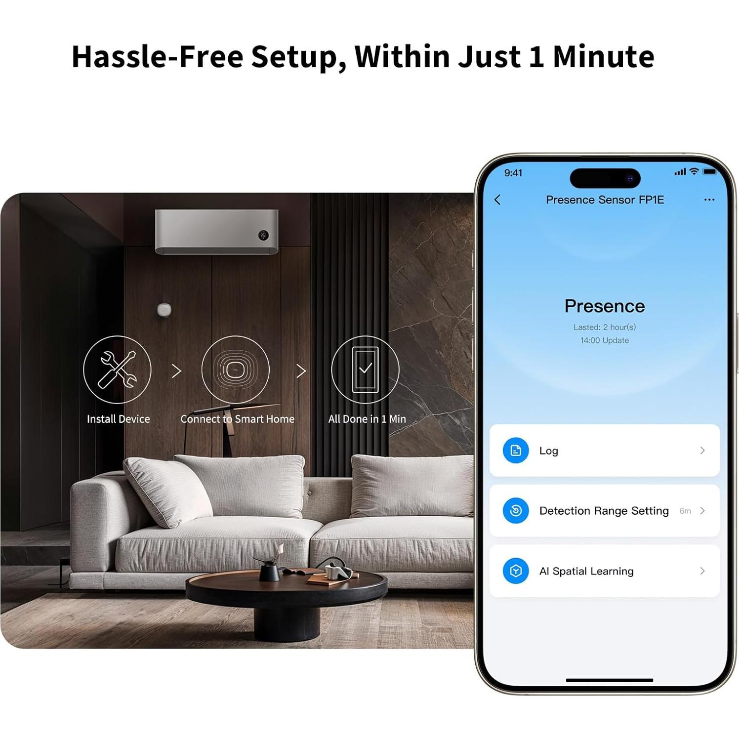 Sensor de Presencia Aqara FP1E mmWave 6m AI HomeKit Alexa