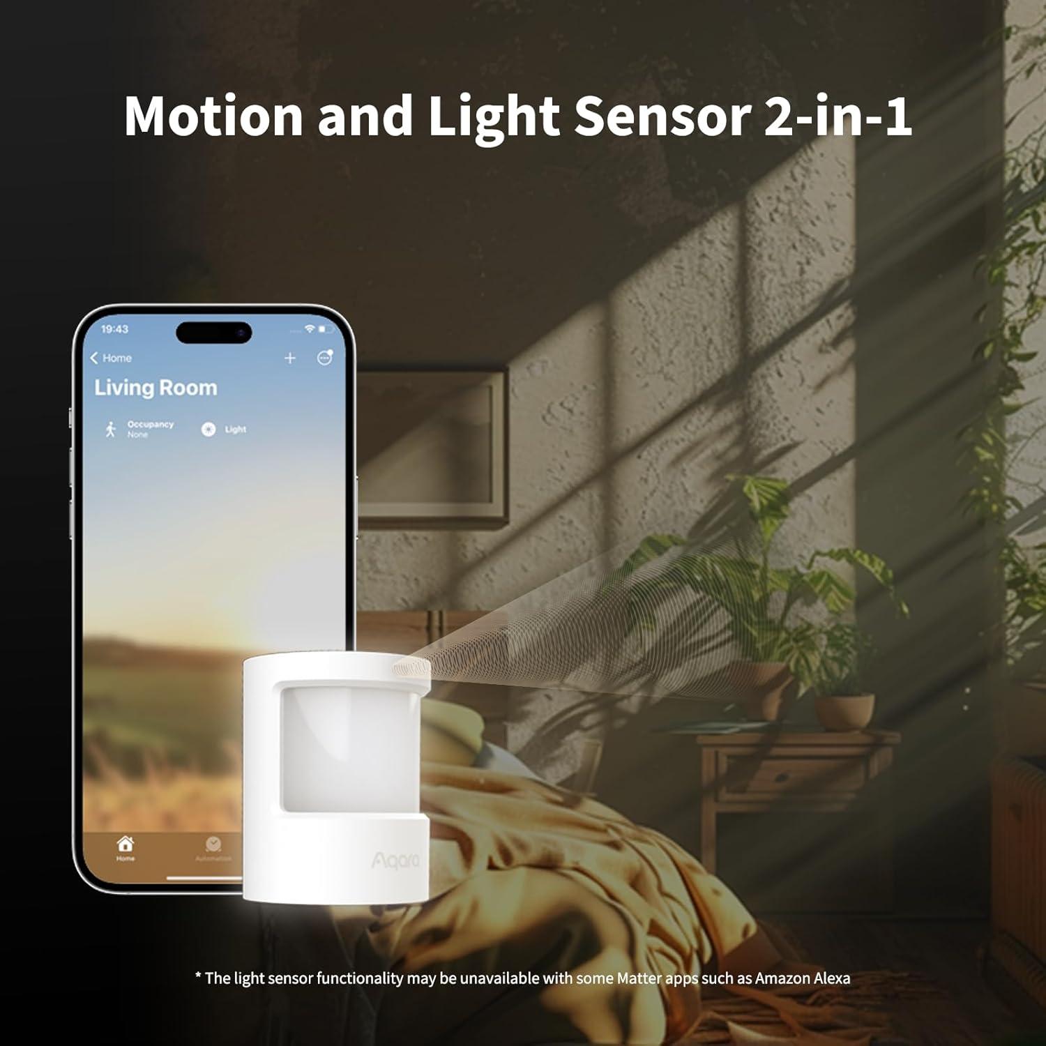 Sensor de Movimiento y Luz Aqara P2, 7m, Infrarrojos, Matter