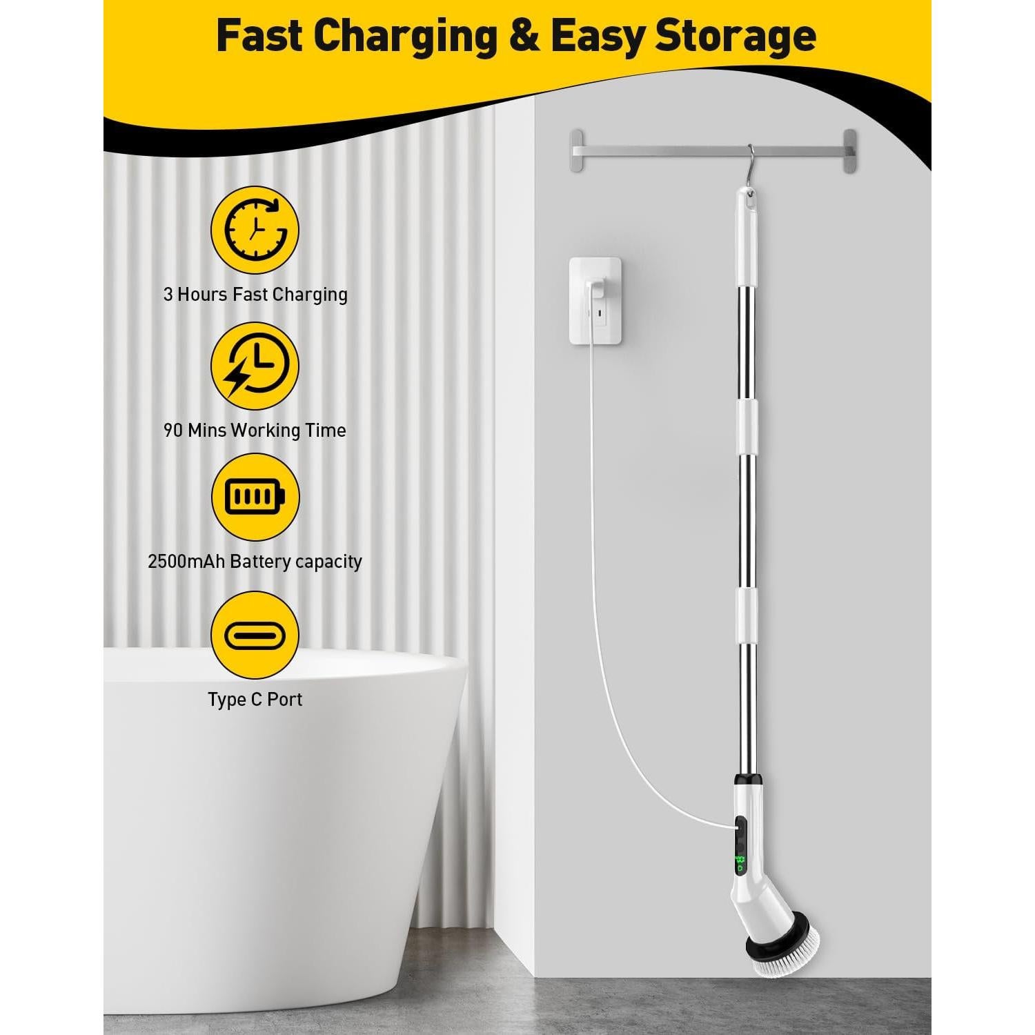 Limpiador Eléctrico de Espín CTMAST con 3 Cabezas y 53 cm