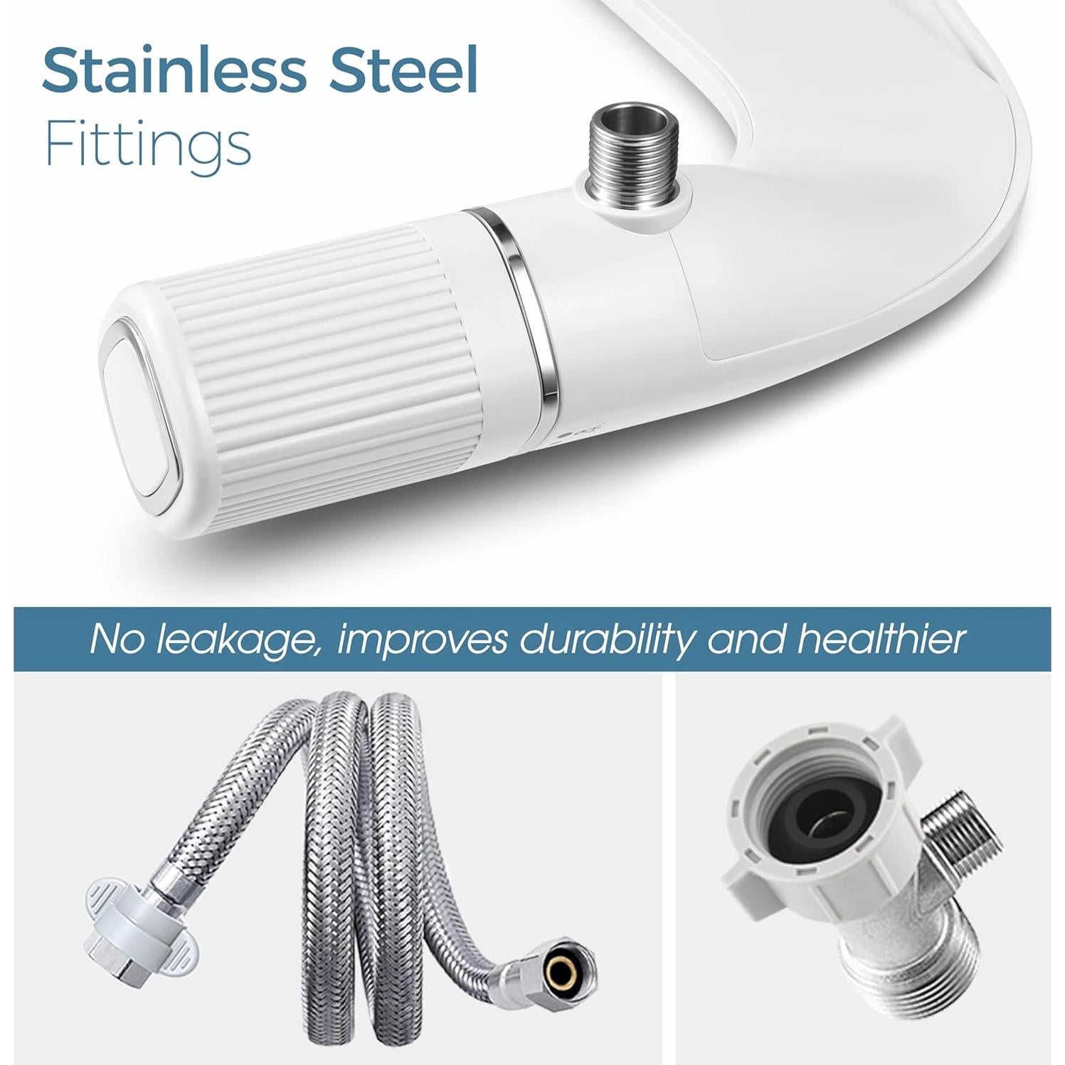 BIGCOW Bidet Ultra Delgado con Doble Boquilla y Acero Inoxidable