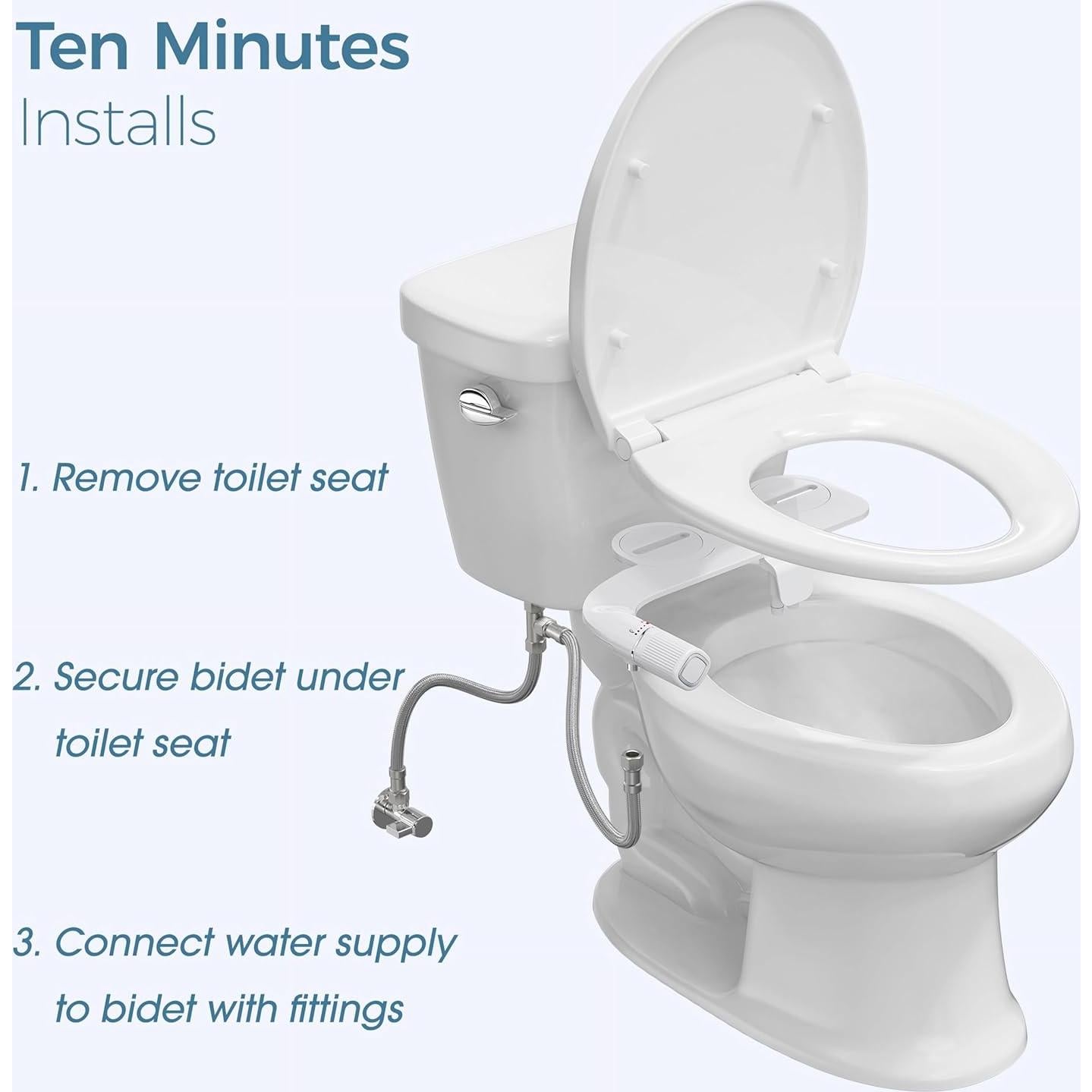 BIGCOW Bidet Ultra Delgado con Doble Boquilla y Acero Inoxidable