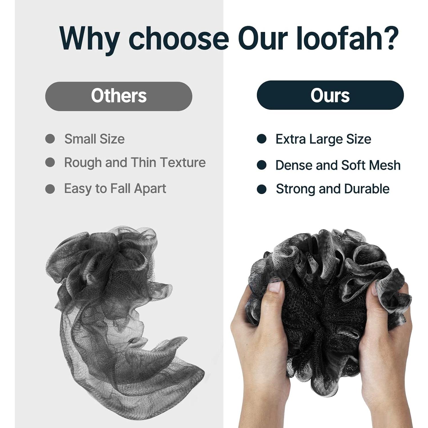 Set de 3 Esponjas de Ducha AmazerBath Borde Negro y Blanco