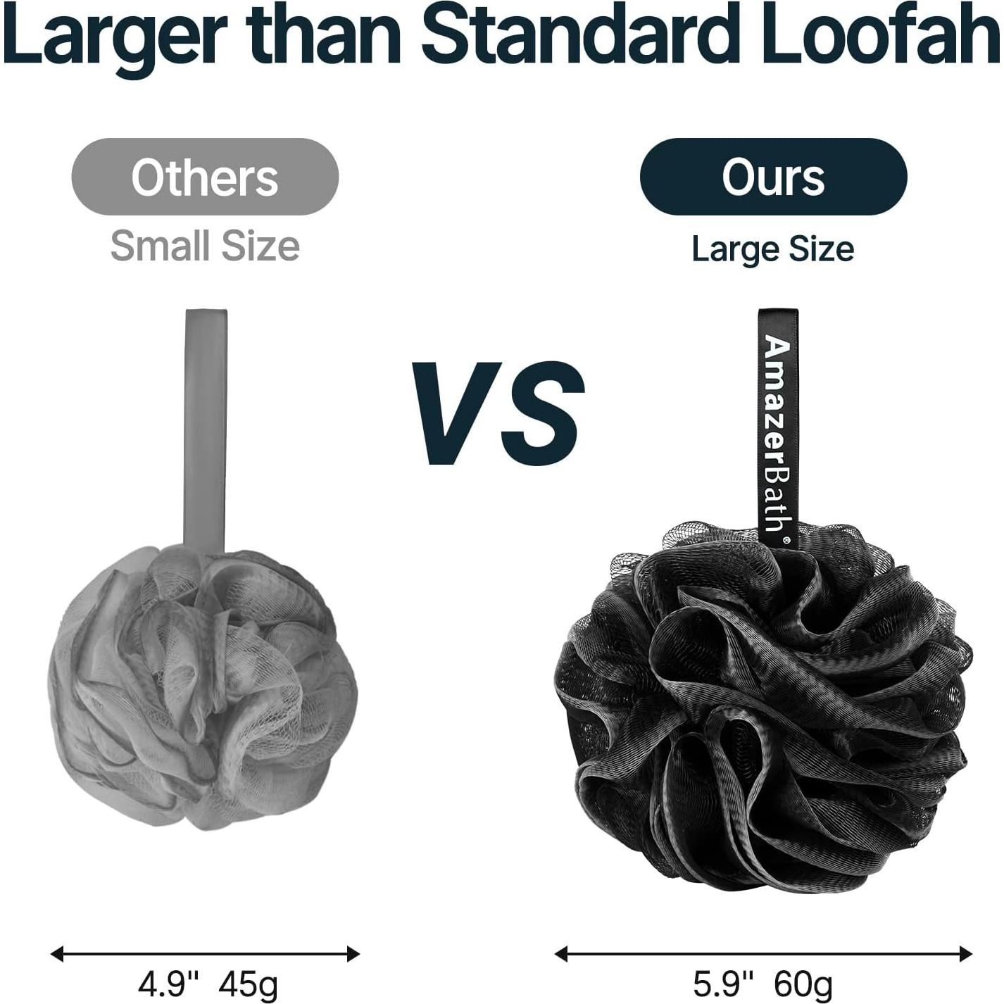 Set de 3 Esponjas de Ducha AmazerBath Borde Negro y Blanco