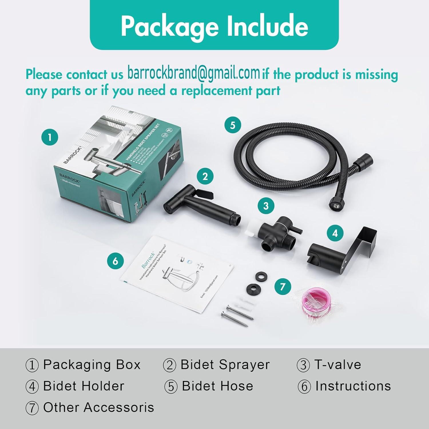 Rociador de Bidet de Mano BARROCK HBS304 Acero Inoxidable Negro Mate