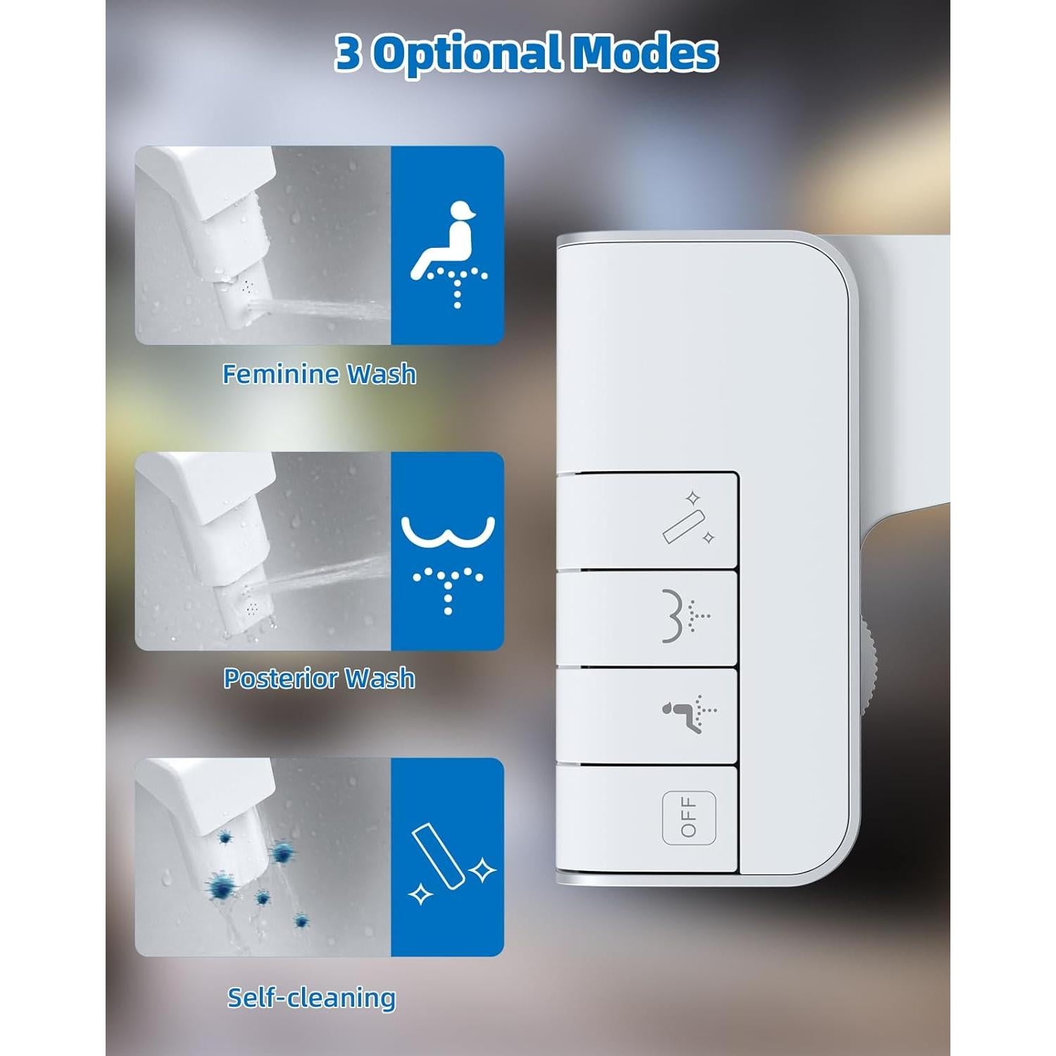 Bidet Mecánico Hibbent para Inodoro Doble Boquilla Blanco