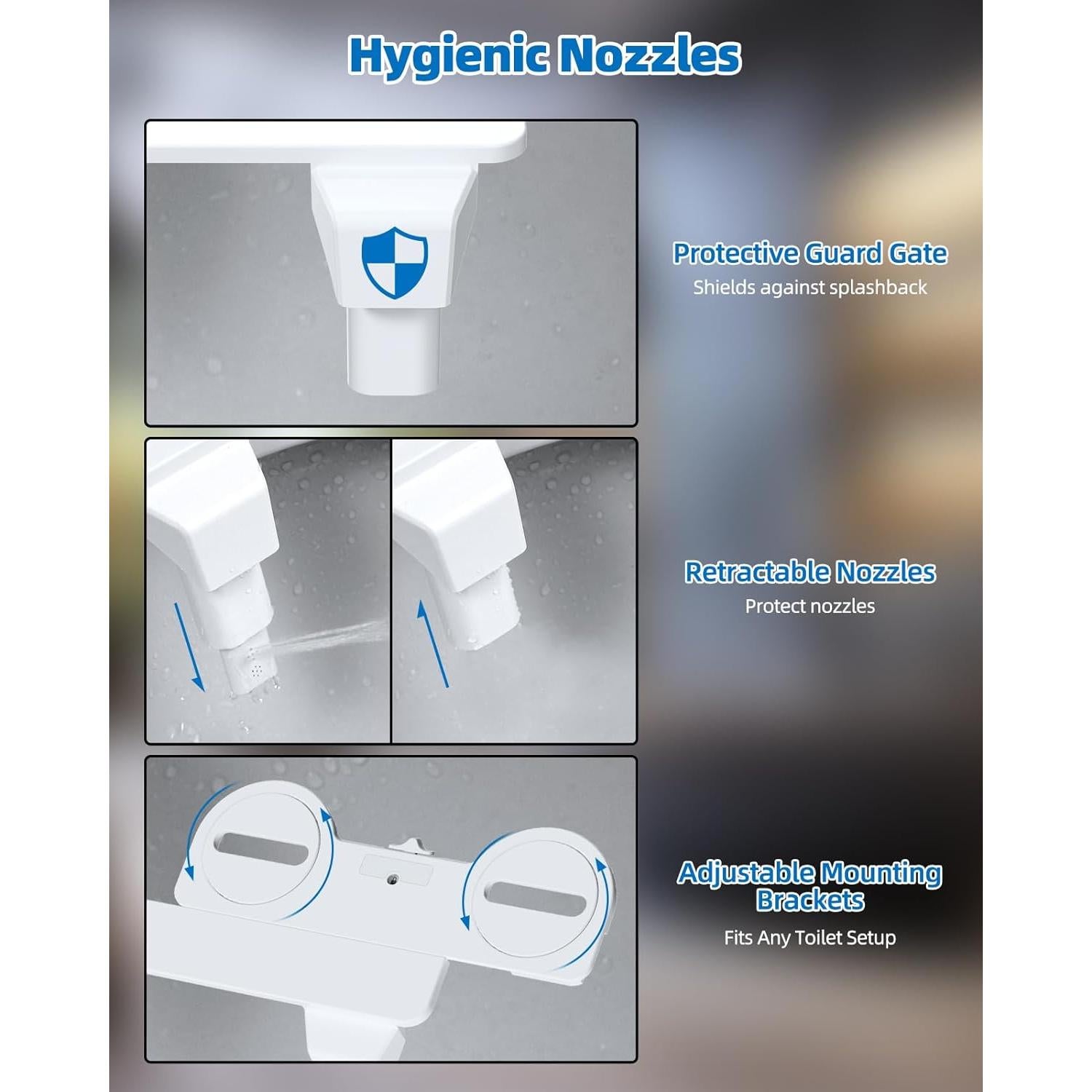 Bidet Mecánico Hibbent para Inodoro Doble Boquilla Blanco
