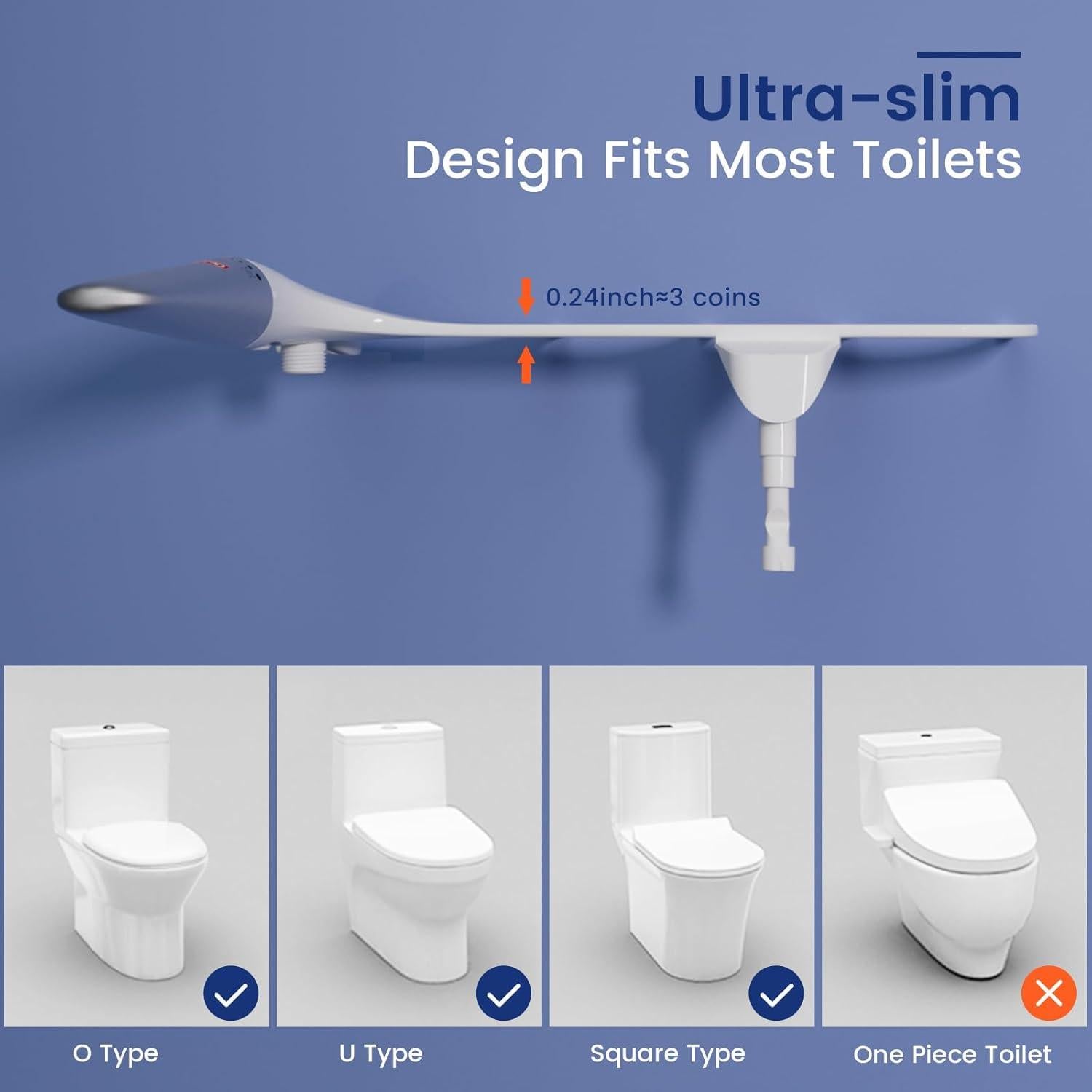 Bidet 2-en-1 DEANIC con Pulverizador de Mano Ajustable