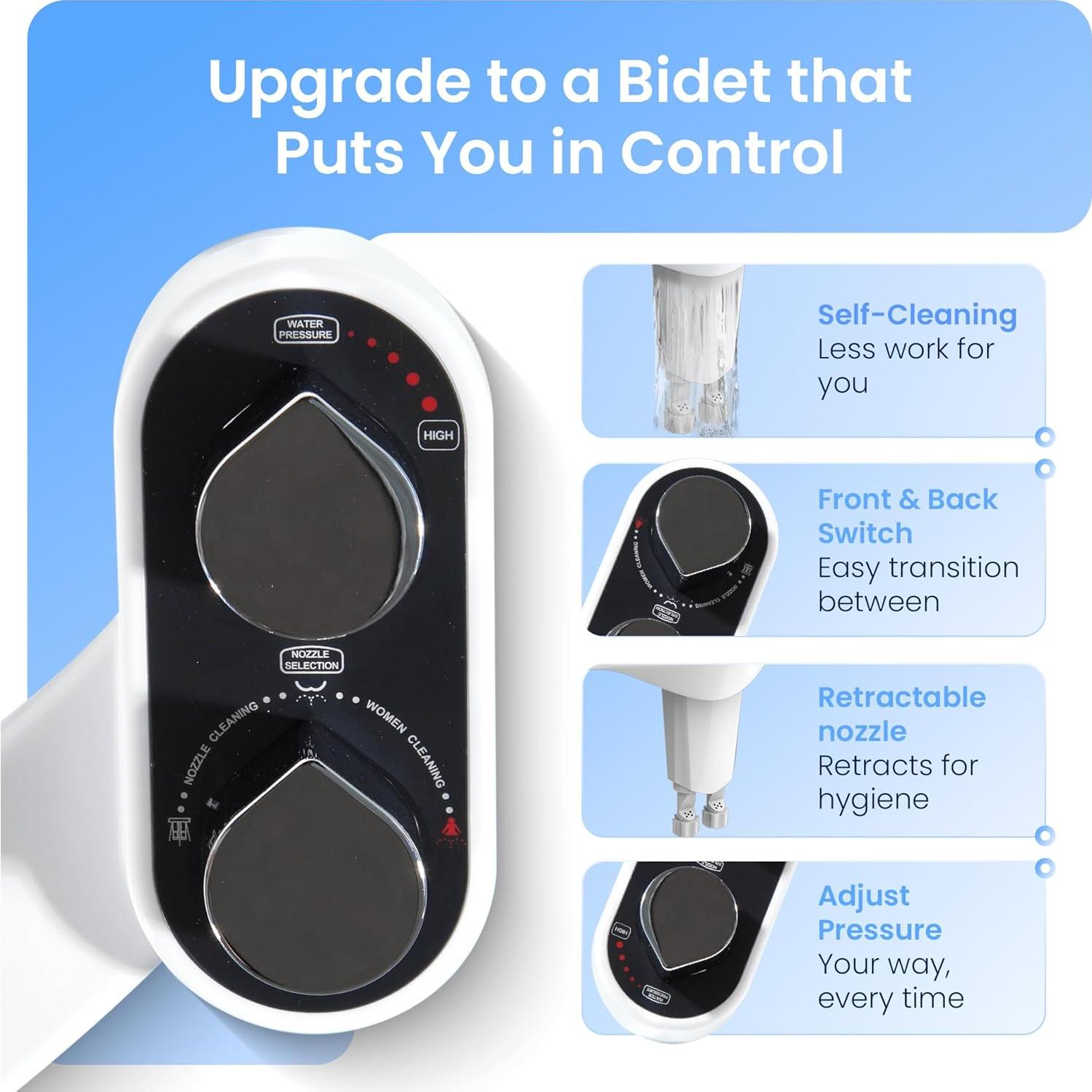 Accesorio de Bidet Upper Echelon con Boquilla Doble y Ajuste de Agua