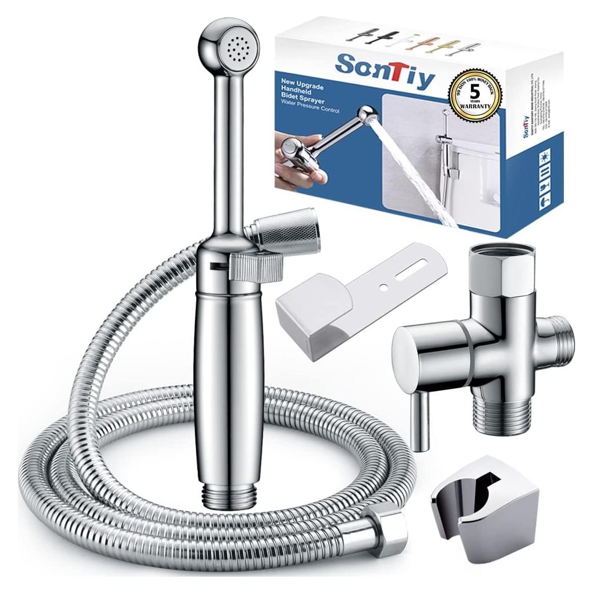 SonTiy Pulverizador de Bidet de Mano Cromo Ajustable 18,29 cm