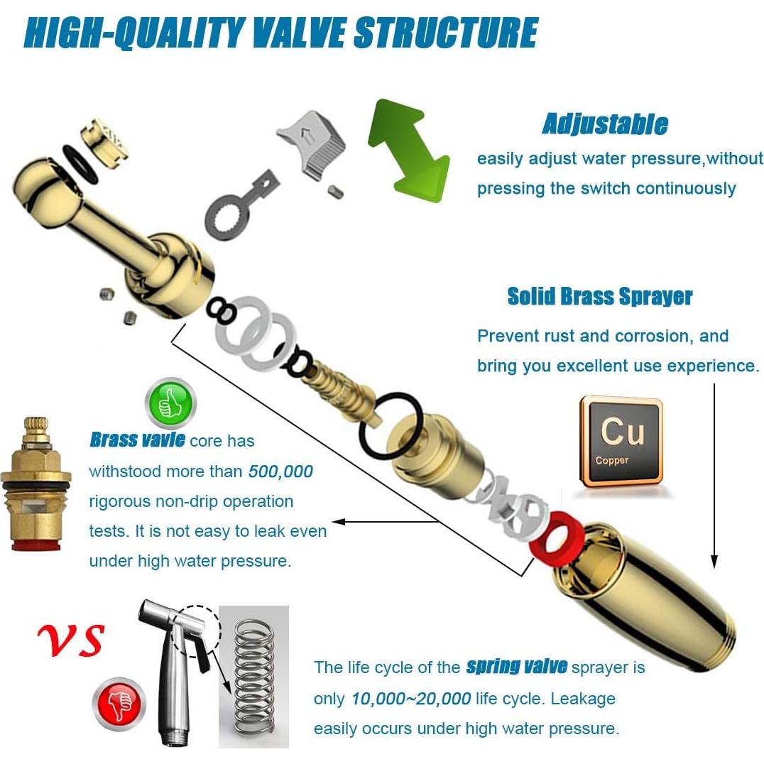 SonTiy Pulverizador de Bidet de Mano Cromo Ajustable 18,29 cm