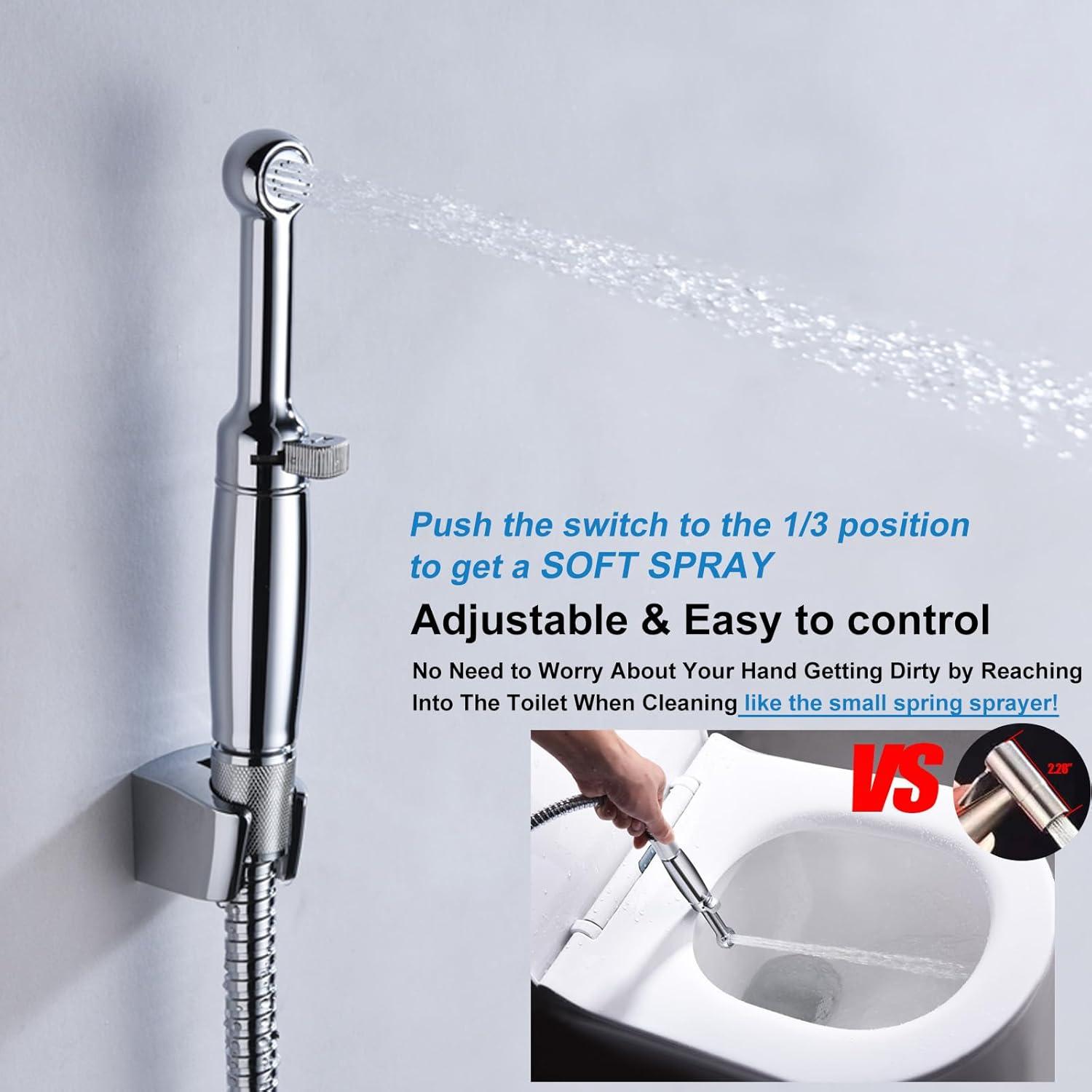 SonTiy Pulverizador de Bidet de Mano Cromo Ajustable 18,29 cm