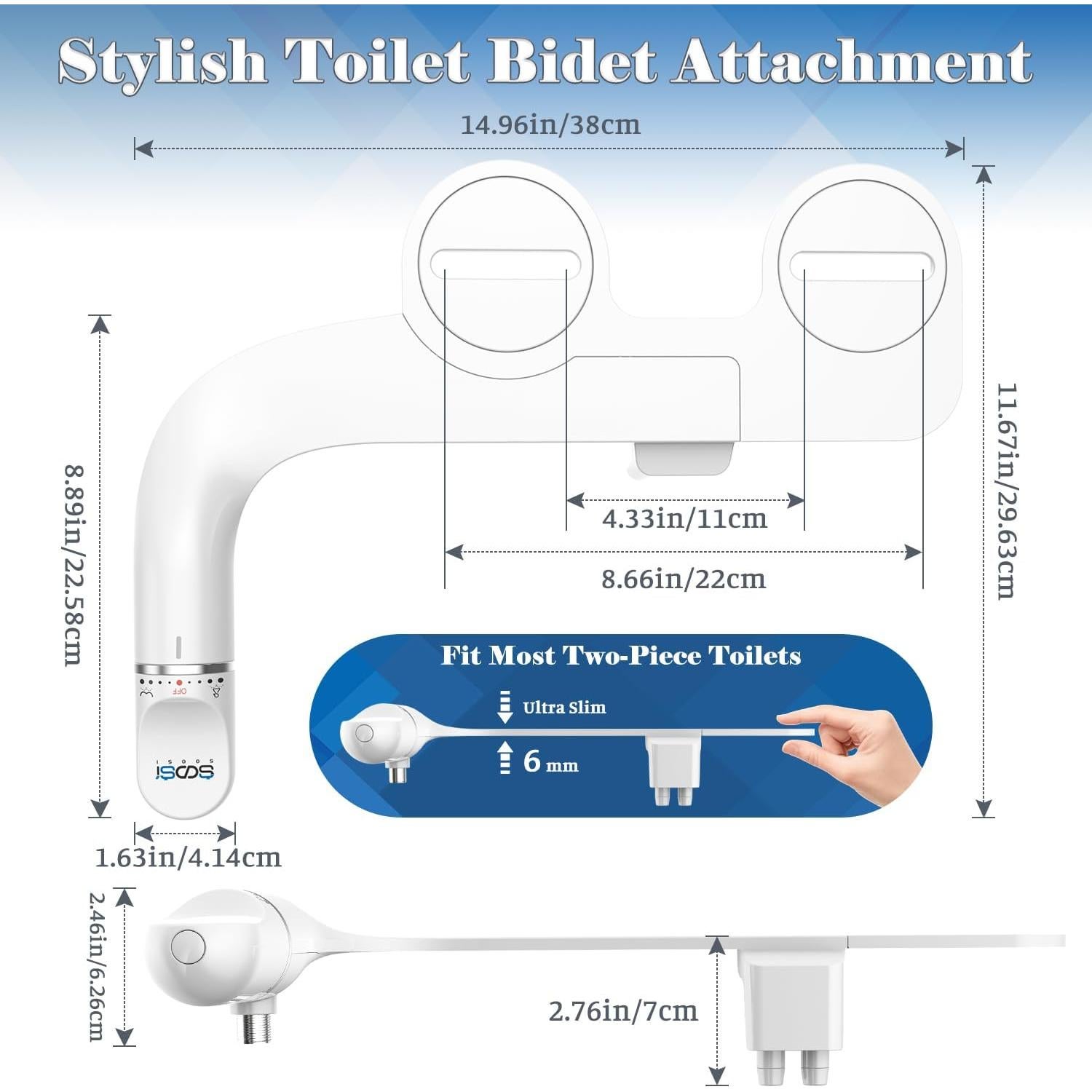 Accesorio de Bidet Soosi Plata Doble Boquilla Autolimpiante