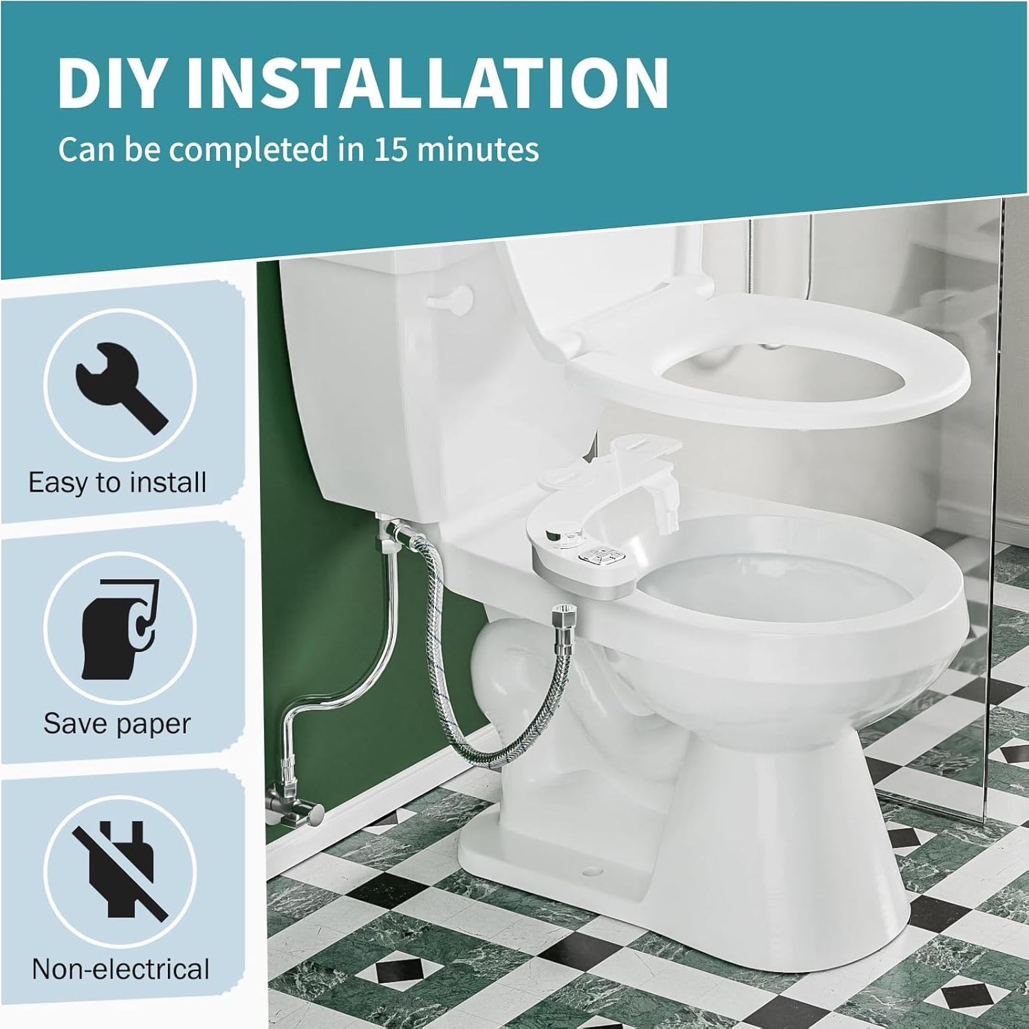 Bidet Manual PIKETS Doble Boquilla Cromo Plateado