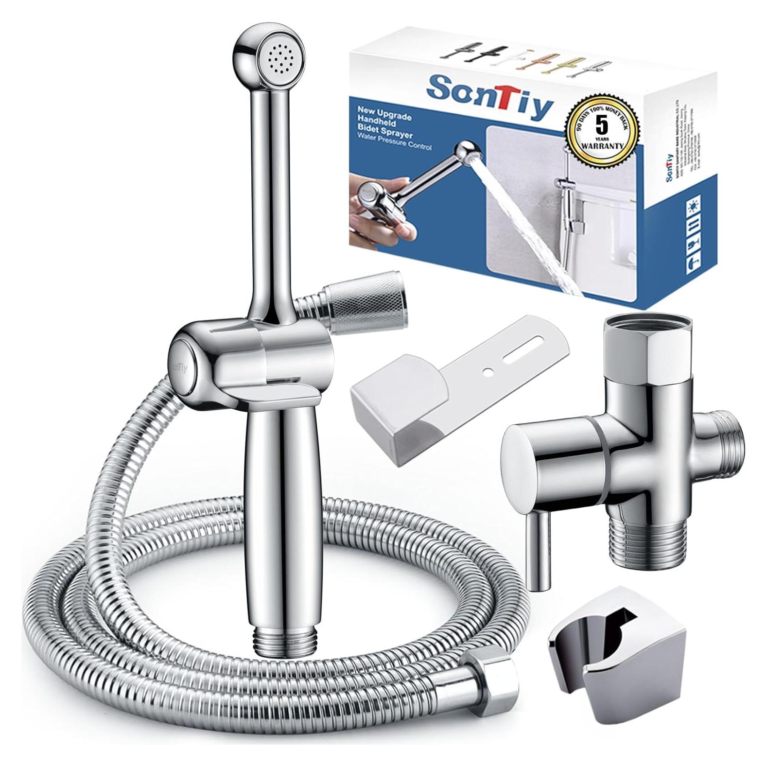 Rociador de Bidet de Mano SonTiy Cromo 20 cm con Manguera
