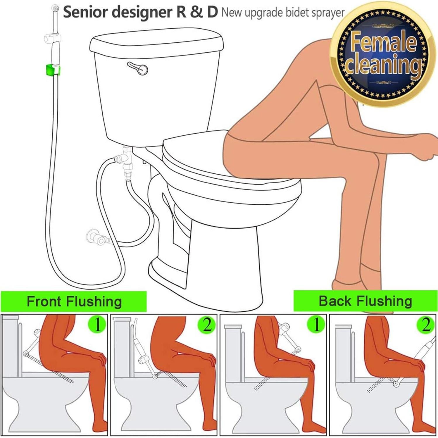 Rociador de Bidet de Mano SonTiy Cromo 20 cm con Manguera