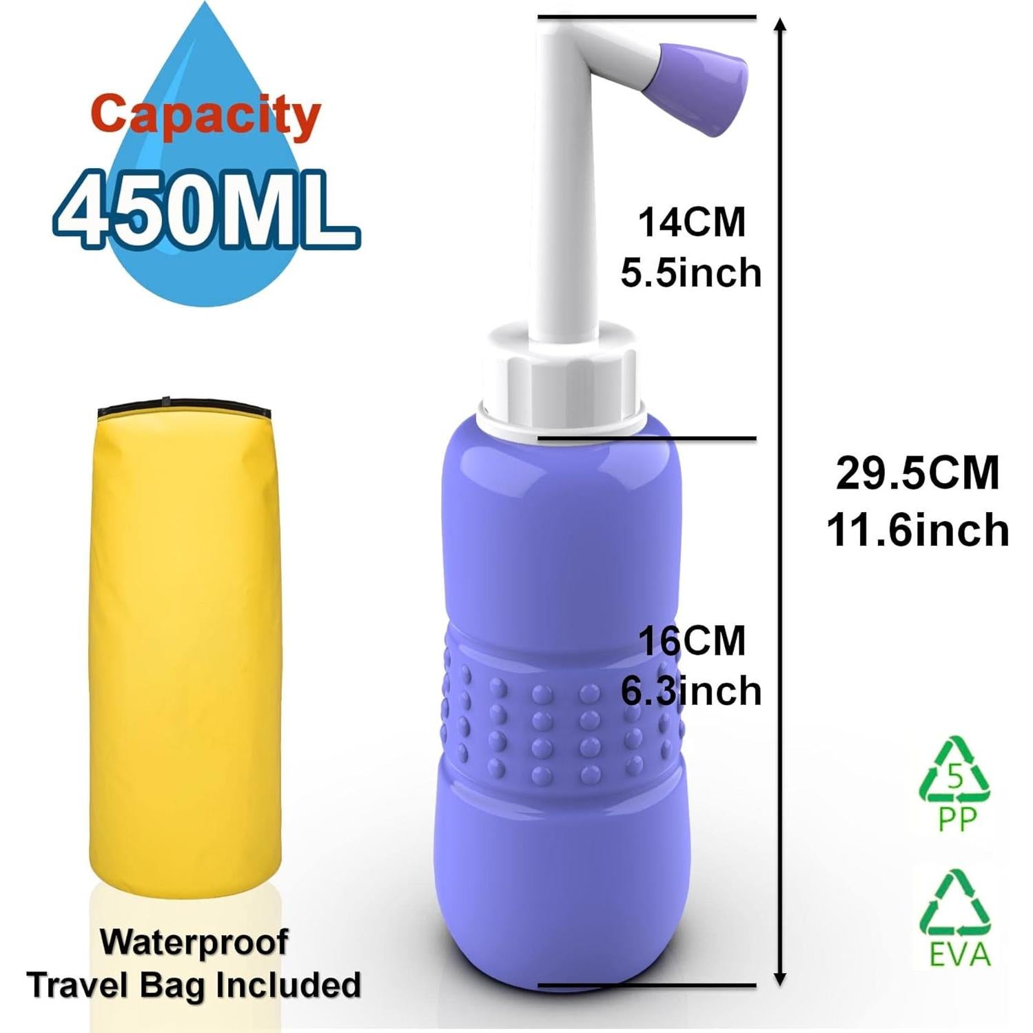 Paquete de 2 Bidets Portátiles TONELIFE 450ml Azul