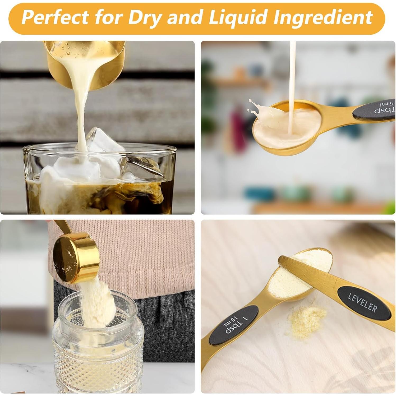 Juego de cucharas y tazas medidoras GuDoQi 12 piezas acero