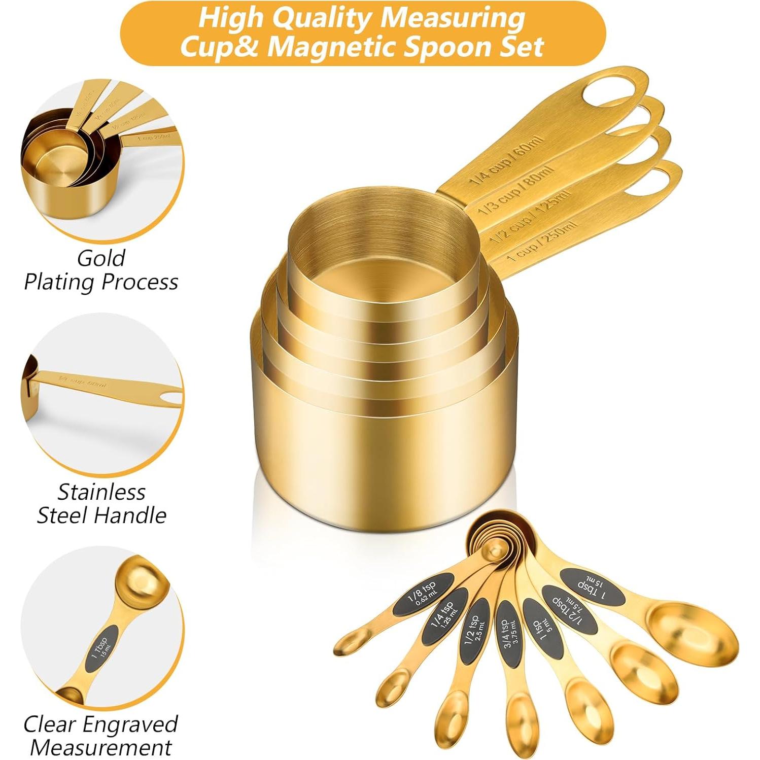 Juego de cucharas y tazas medidoras GuDoQi 12 piezas acero