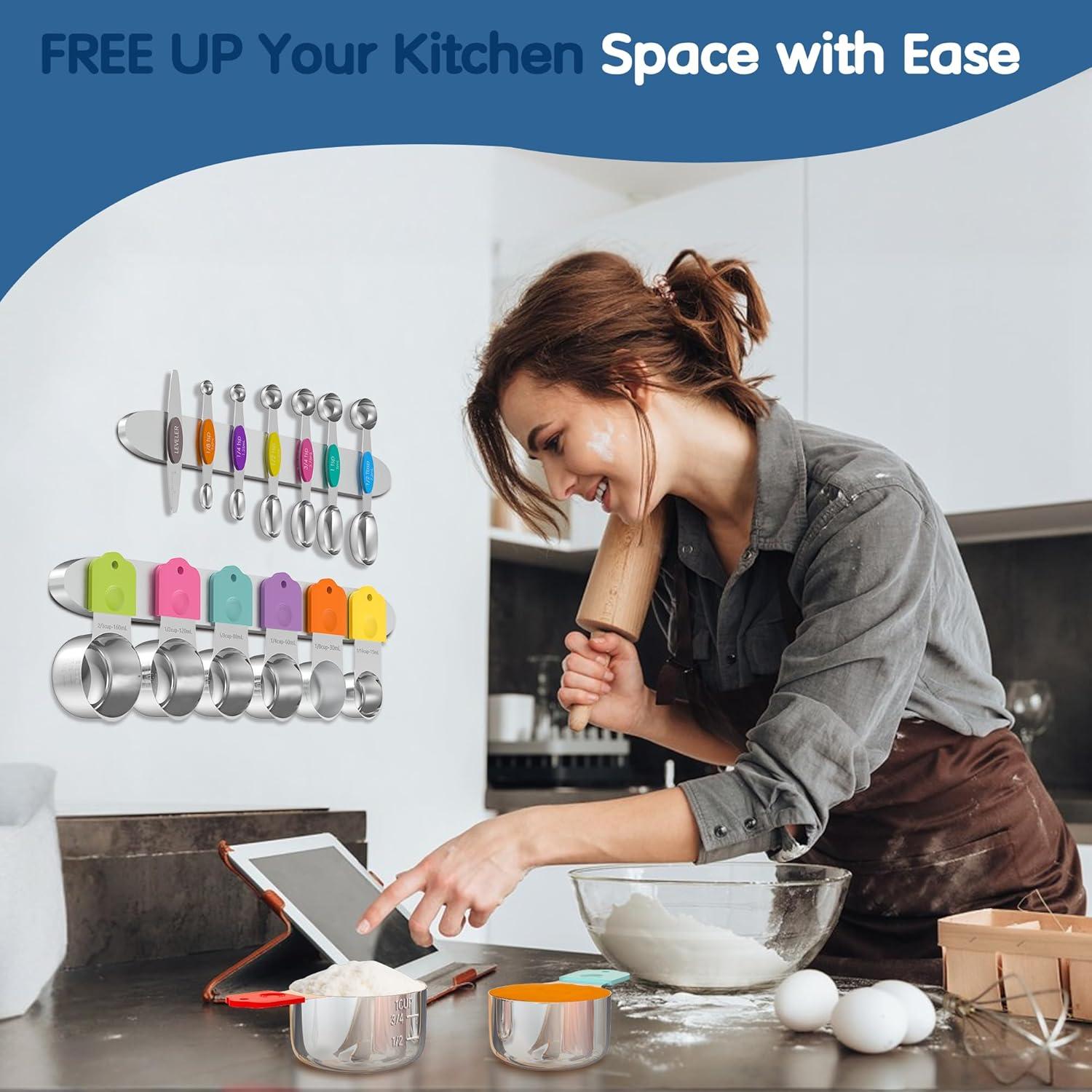 Juego de Tazas y Cucharas Medidoras Magnéticas Minteem 13 Piezas