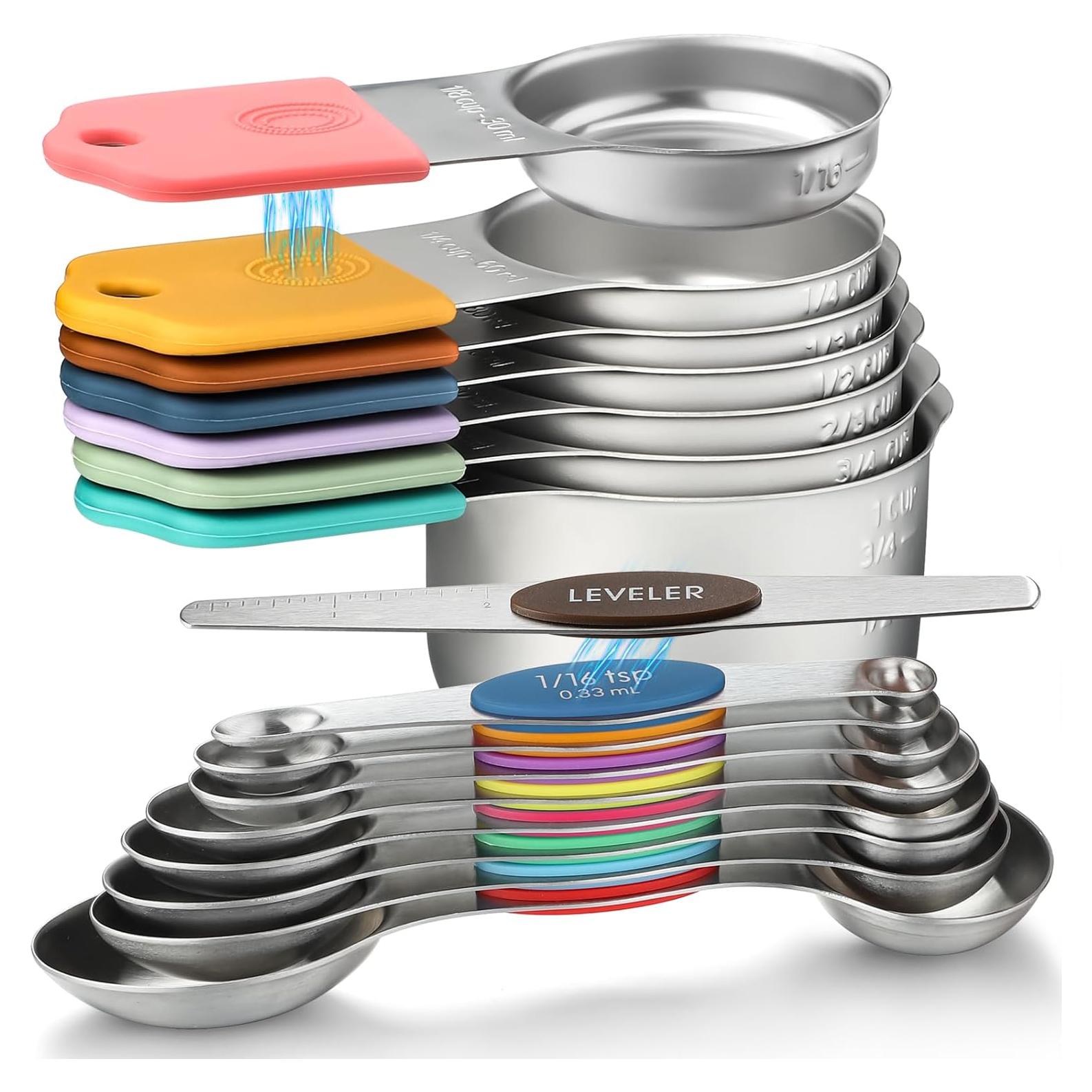 Juego de Tazas y Cucharas Medidoras Magnéticas YAMOLIN 16 Piezas