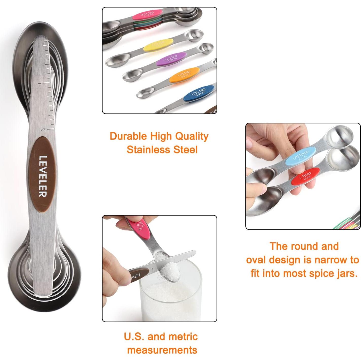 Juego de Tazas y Cucharas Medidoras Magnéticas YAMOLIN 16 Piezas