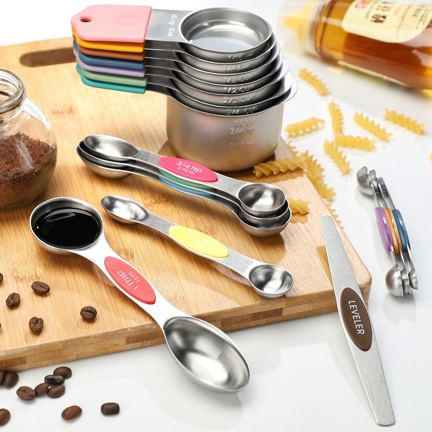 Juego de Tazas y Cucharas Medidoras Magnéticas YAMOLIN 16 Piezas