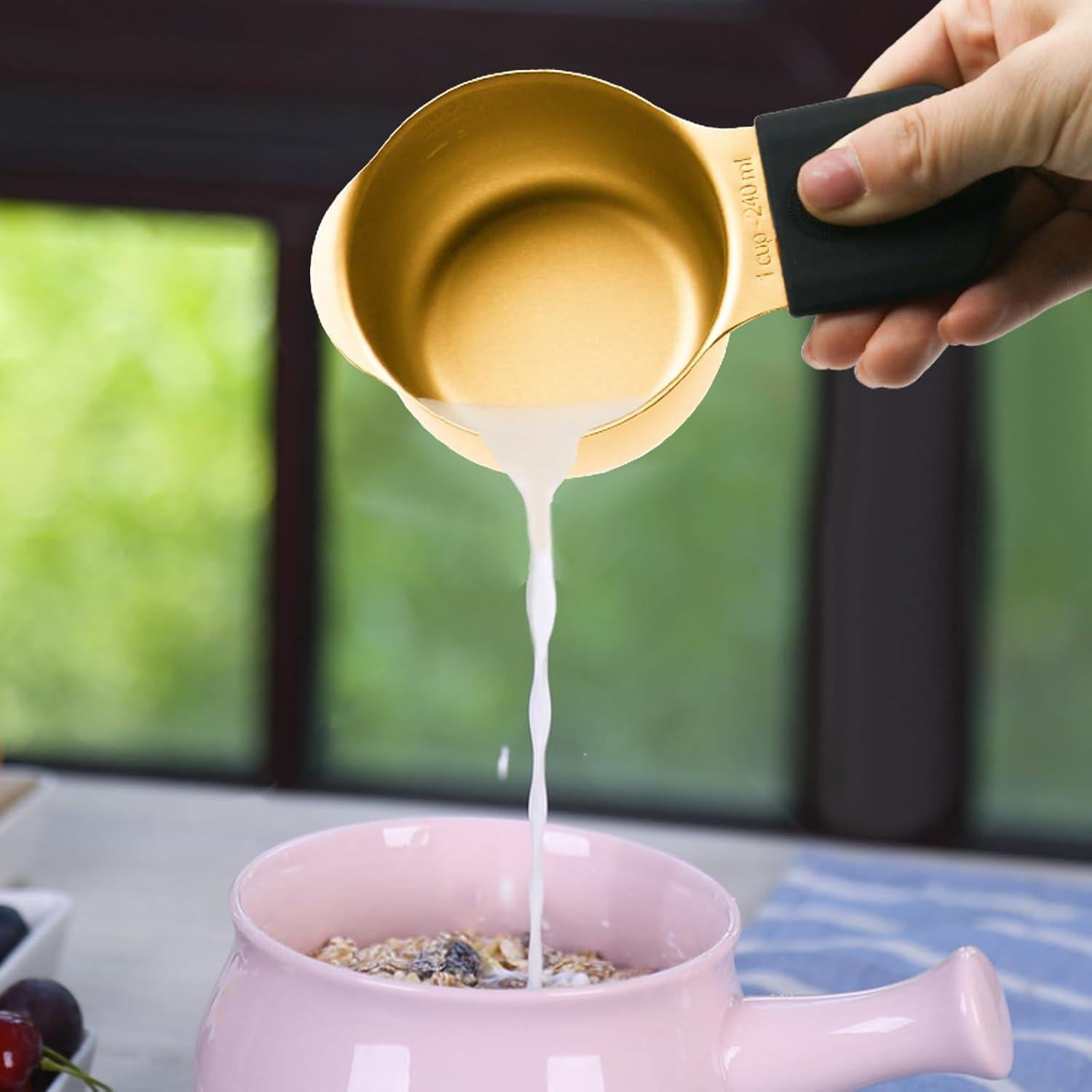 Juego de Tazas y Cucharas Medidoras LIFETOWE Oro 15 Piezas