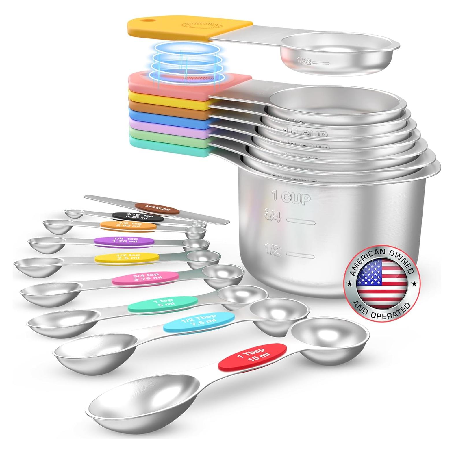 Juego de Tazas y Cucharas Medidoras Magnéticas Lenceo 17 Piezas