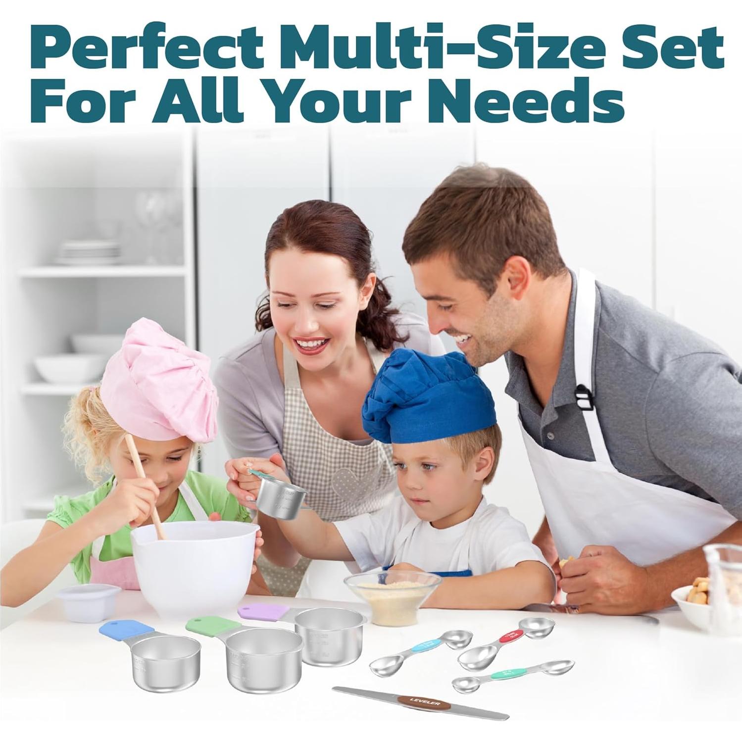 Juego de Tazas y Cucharas Medidoras Magnéticas Lenceo 17 Piezas