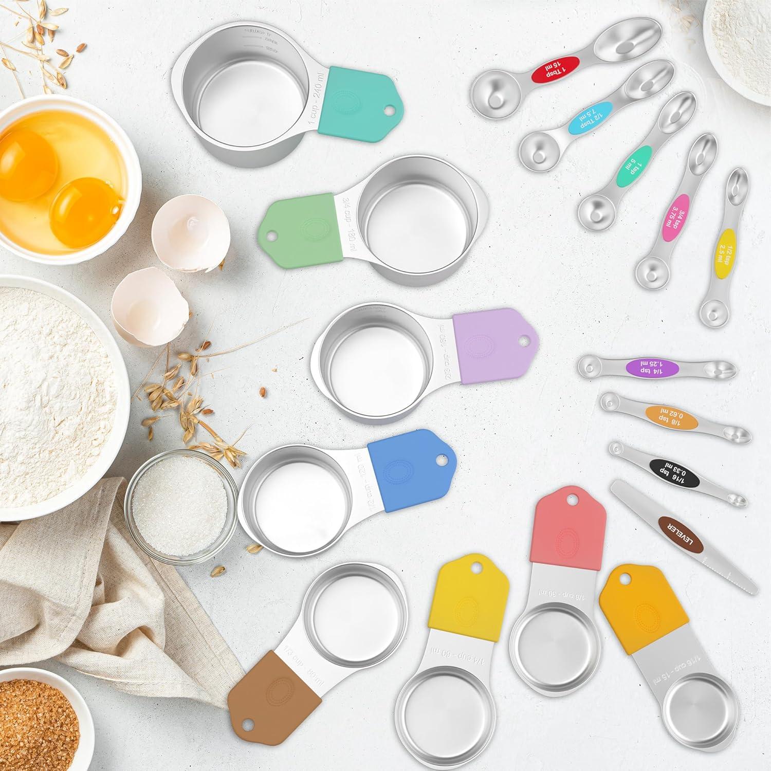 Juego de Tazas y Cucharas Medidoras Magnéticas Lenceo 17 Piezas