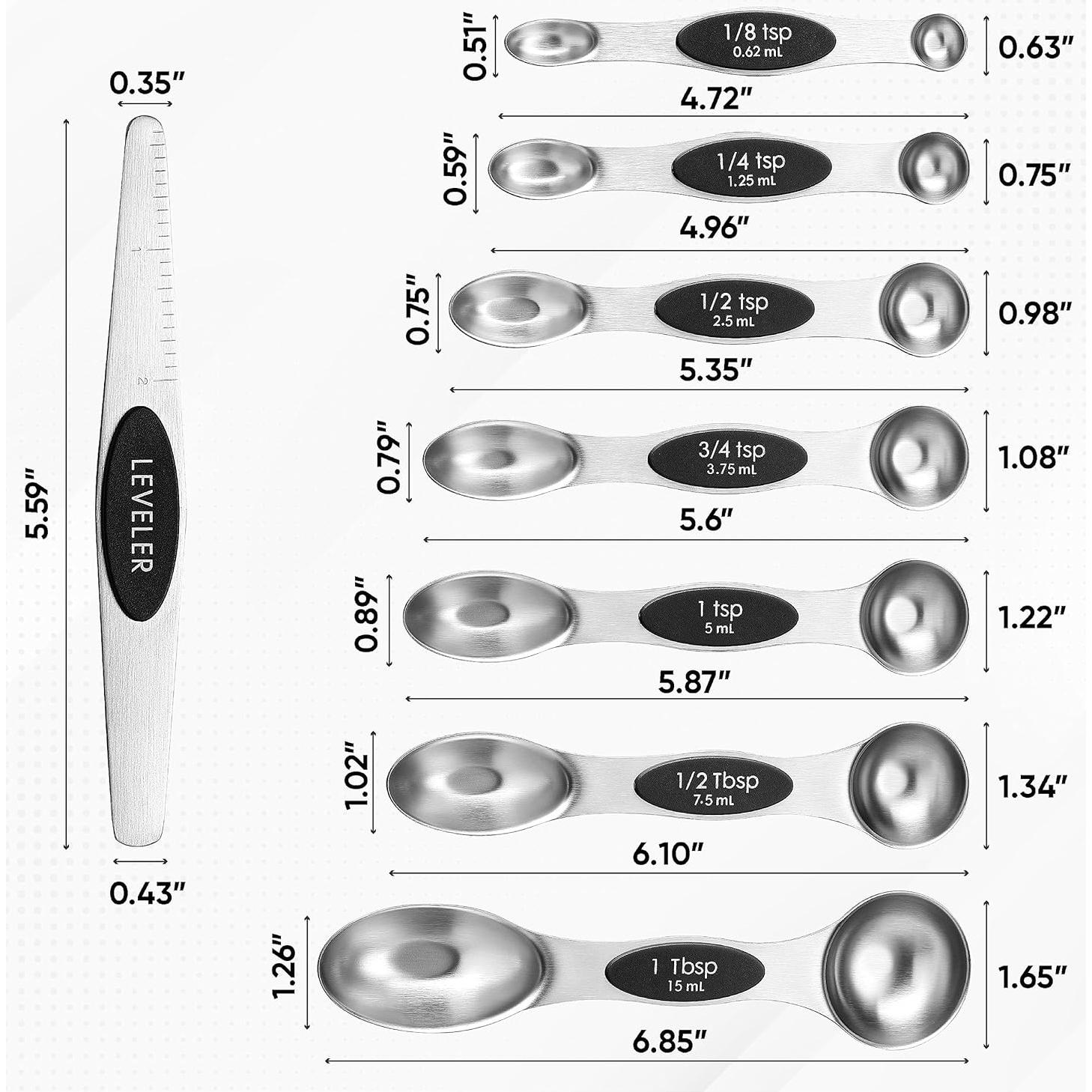 Juego de Cucharas Medidoras Magnéticas vfuni 8 Piezas Acero Inoxidable