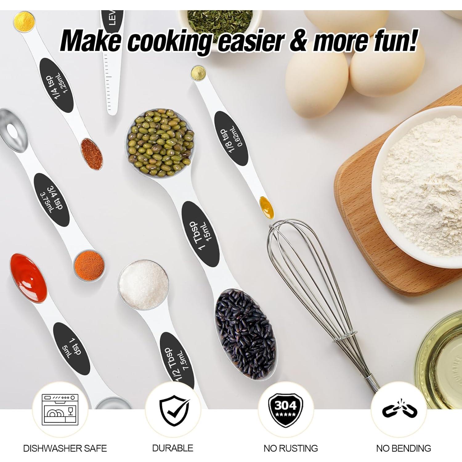 Juego de Cucharas Medidoras Magnéticas vfuni 8 Piezas Acero Inoxidable
