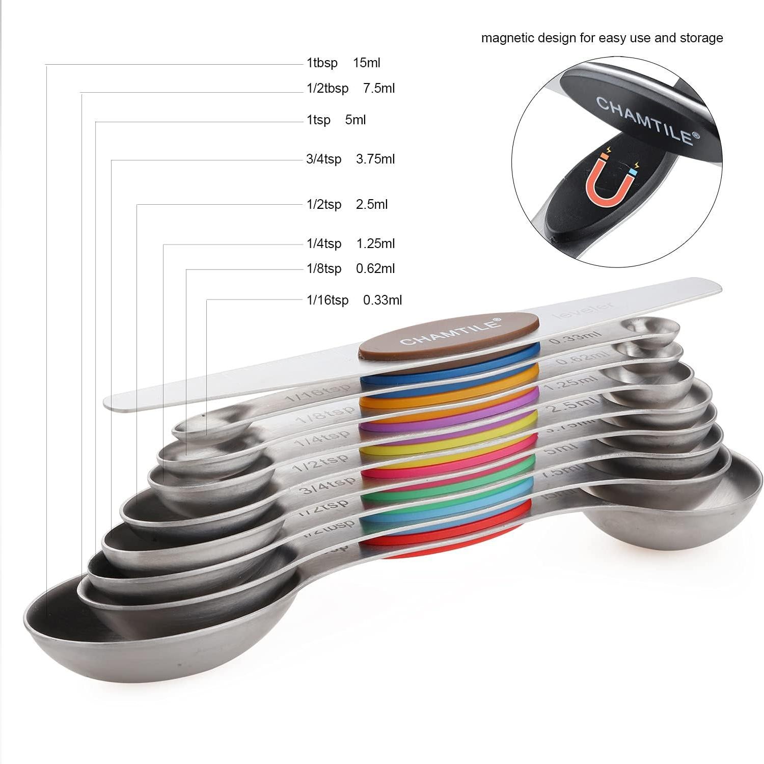 Juego de cucharas medidoras magnéticas CHAMTILE acero inoxidable