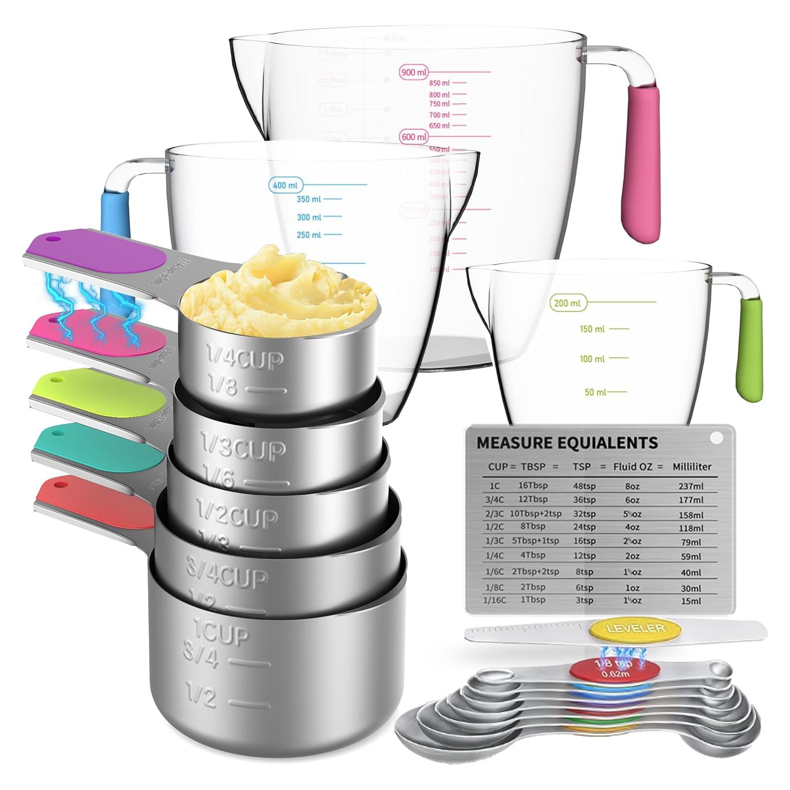 Juego de Tazas y Cucharas Medidoras Minteem 5 Tazas Acero Inoxidable