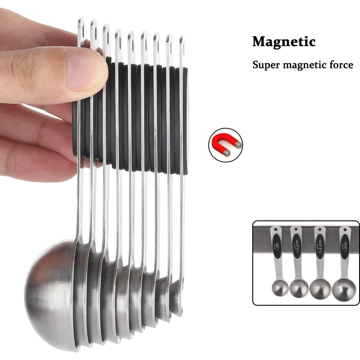Juego de Cucharas Medidoras Magnéticas 9 Acero Inoxidable